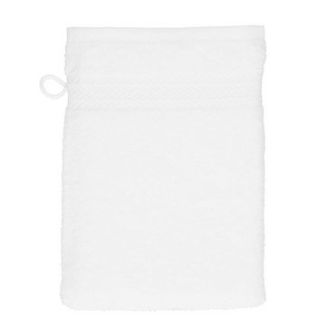Betz Waschhandschuh 10 Stück Waschhandschuhe Waschlappen Set Premium 100% Baumwolle 16x21 cm Farbe tannengrün - weiß