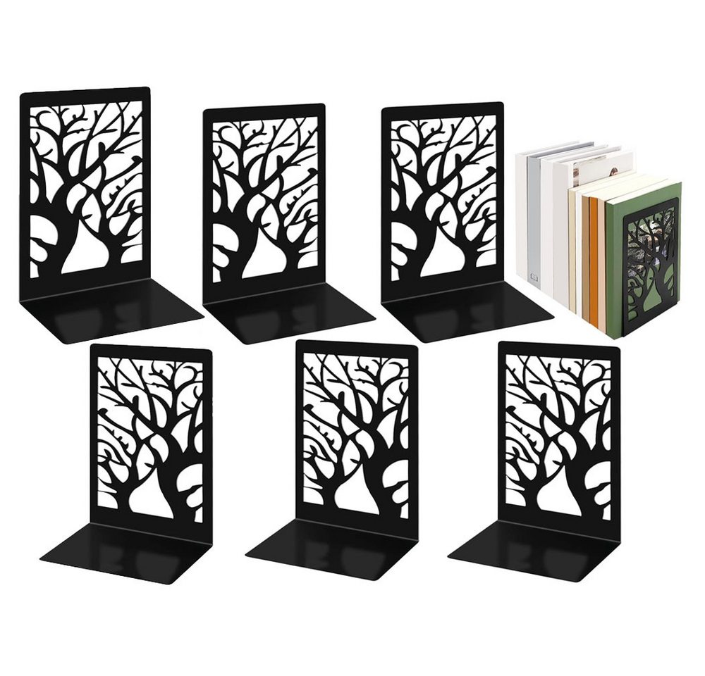 TUWENA Buchstütze 3 Paar Buchstütze, Buchstützen Metall Bücherhalter mit Rutschfester (6 St), 6 Stück Bücherregale Bücherstopper für Schule,Büro,Zuhause, Bibliothek