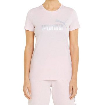 PUMA T-Shirt Damen T-Shirt - ESS+ Metallic Logo Tee, Rundhals