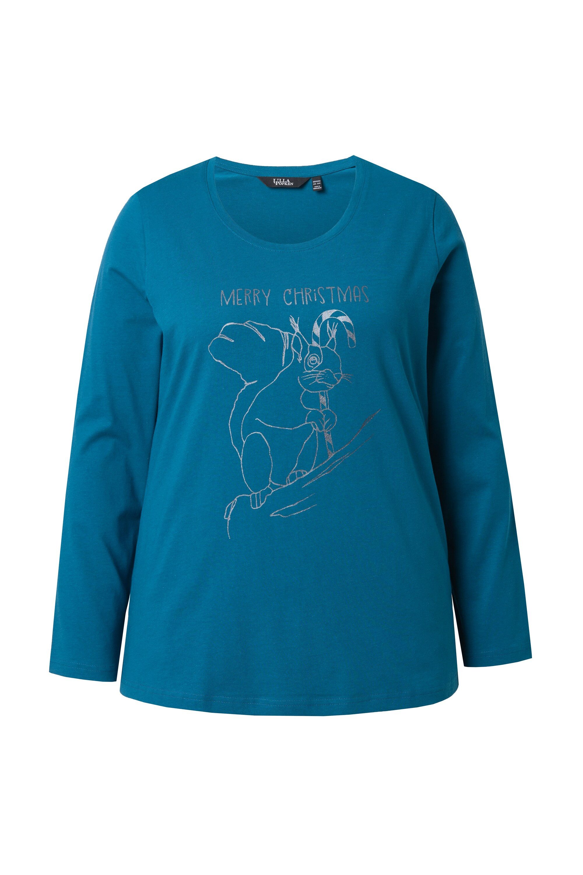 Ulla Popken Longsleeve Shirt Weihnachtsmotiv Classic Rundhals Langarm günstig online kaufen