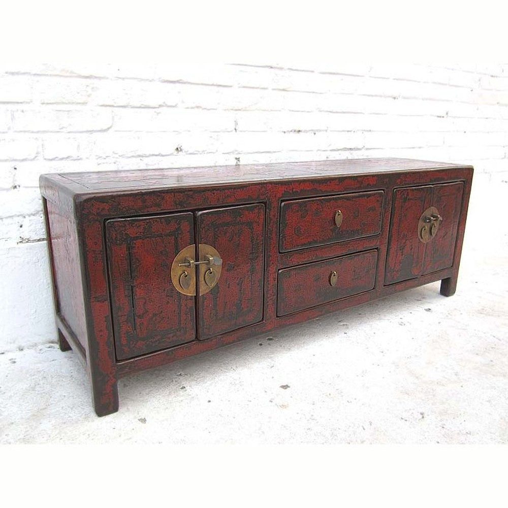 Luxury-Park-Direct Kommode China Kommode Lowboard ideal für TV Flatscreen dunkelbraune Pinie. Lux