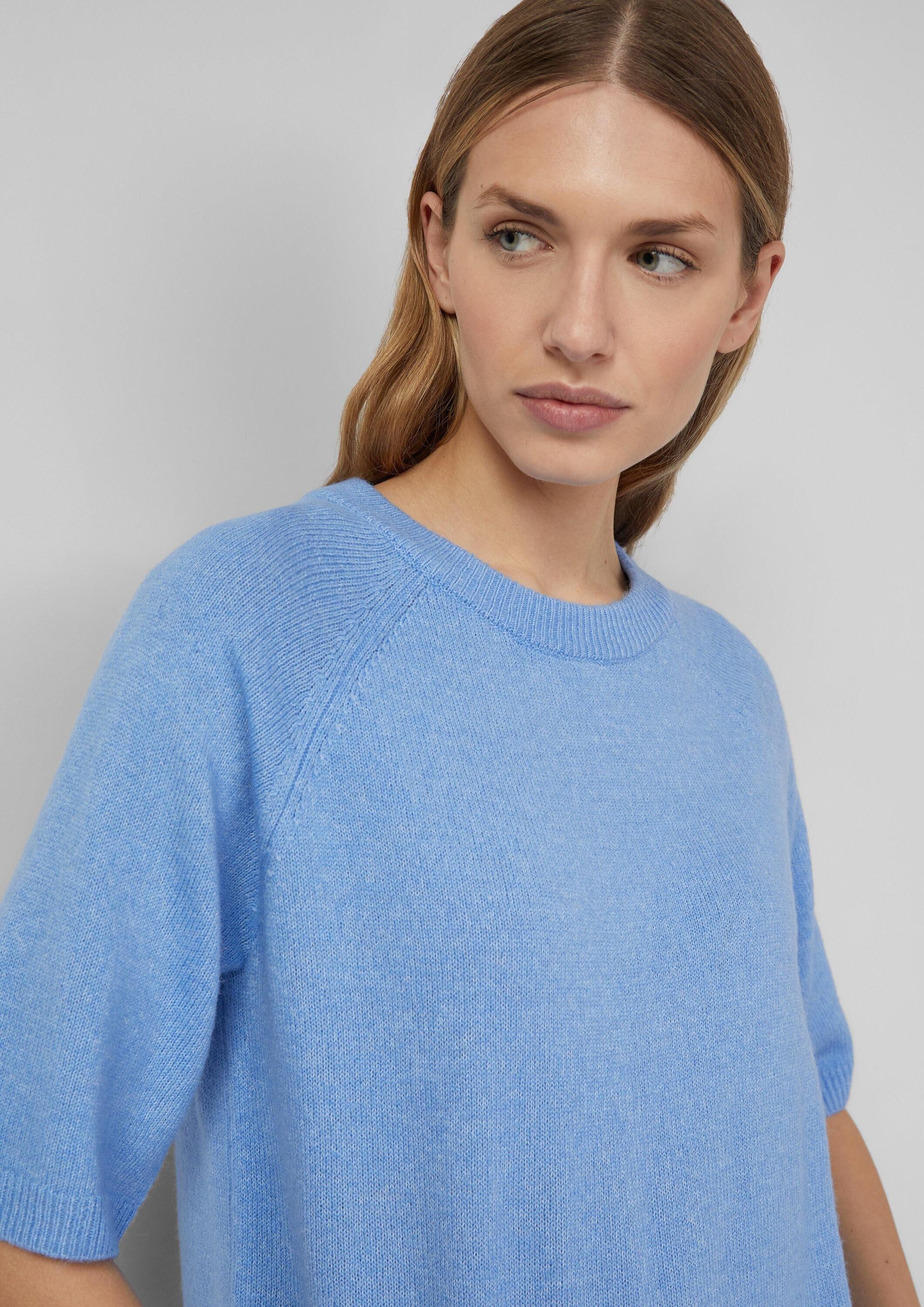 s.Oliver Kurzarmpullover Strickpullover Weicher Halbarmpullover aus Alpakamix