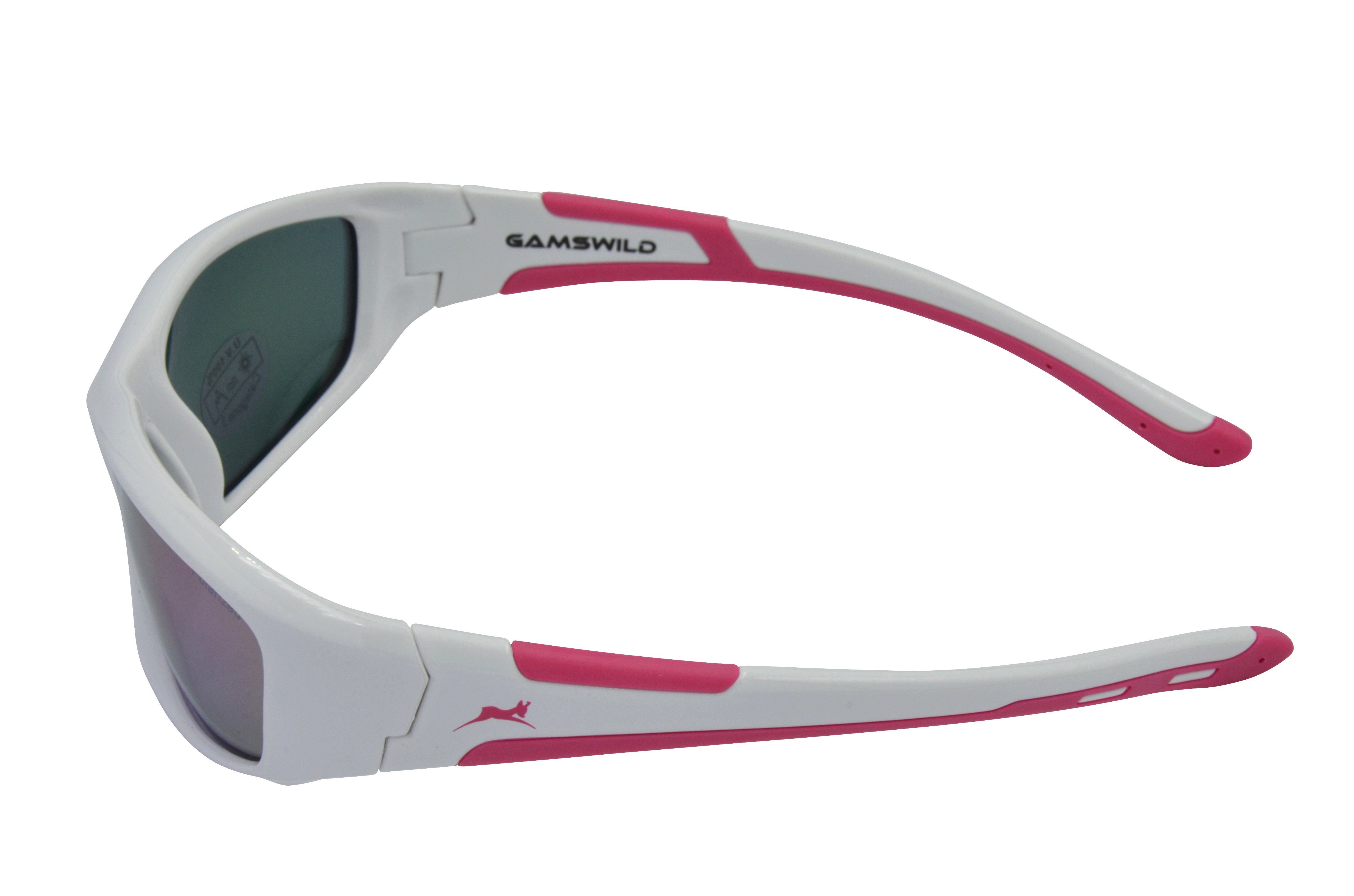 Gamswild Sonnenbrille UV400 GAMSKIDS Jugendbrille 5-12 Jahre Kinderbrille Mädchen Jungen kids Modell WJ5821 in beere, blau, weiß, schwarz-grün, rot-grau