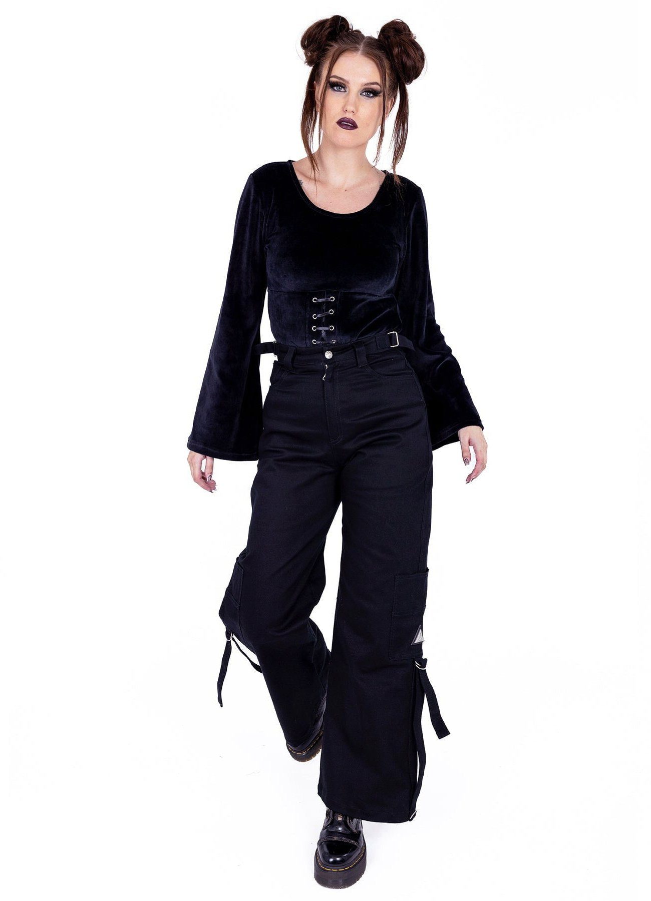 Chemical Black Stoffhose Jetta Gothic Pants Riemen Rave Trousers Industrial Goth