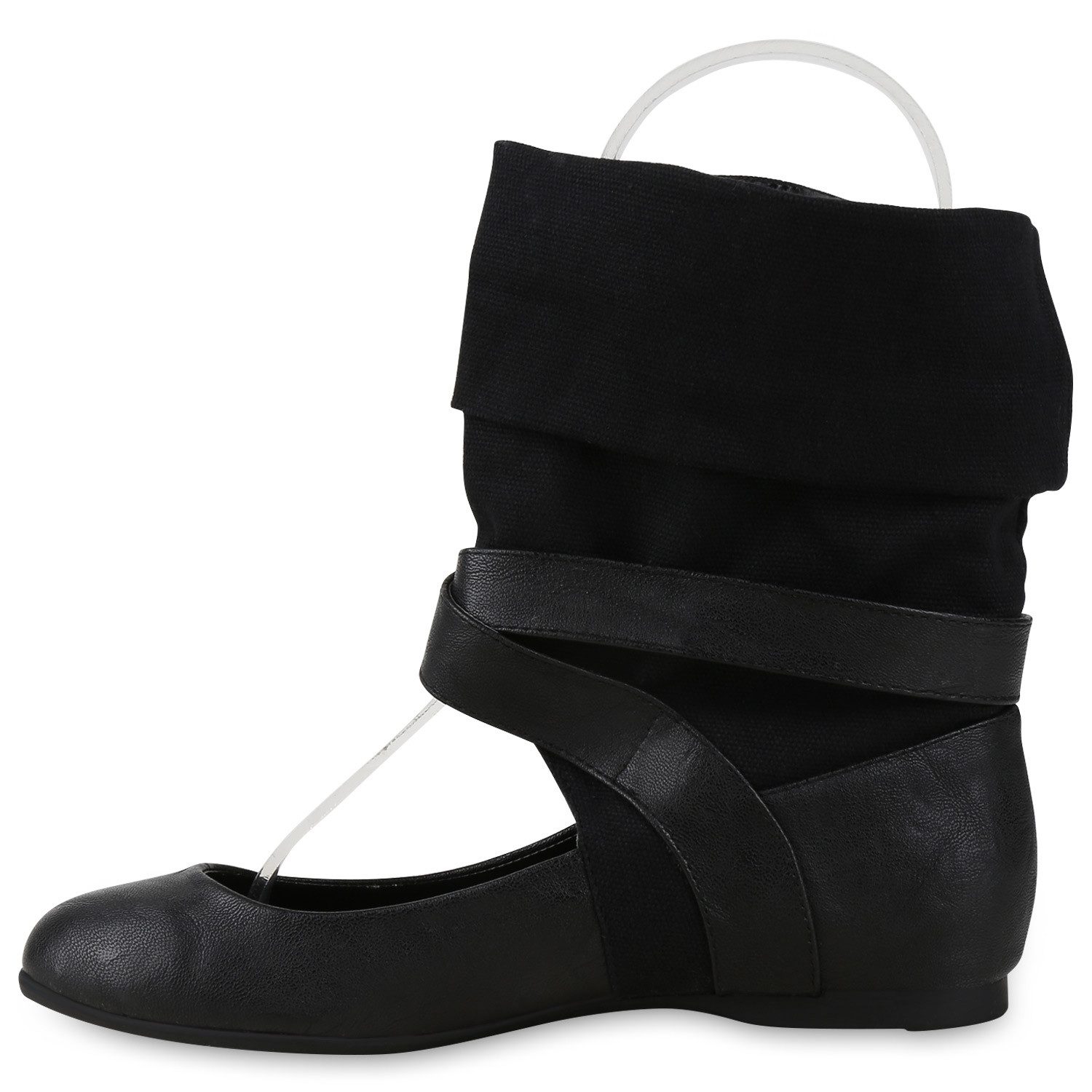 VAN HILL 816489 Schlupfboots Extravagante Damen Stiefeletten Stulpen Cut-outs Sock Boots Flats