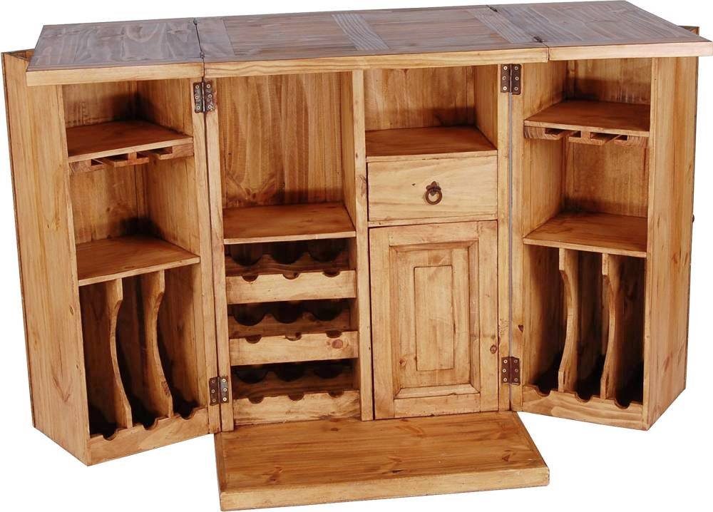 MiaMöbel Barschrank Mexico aus massivem Pinienholz Honig