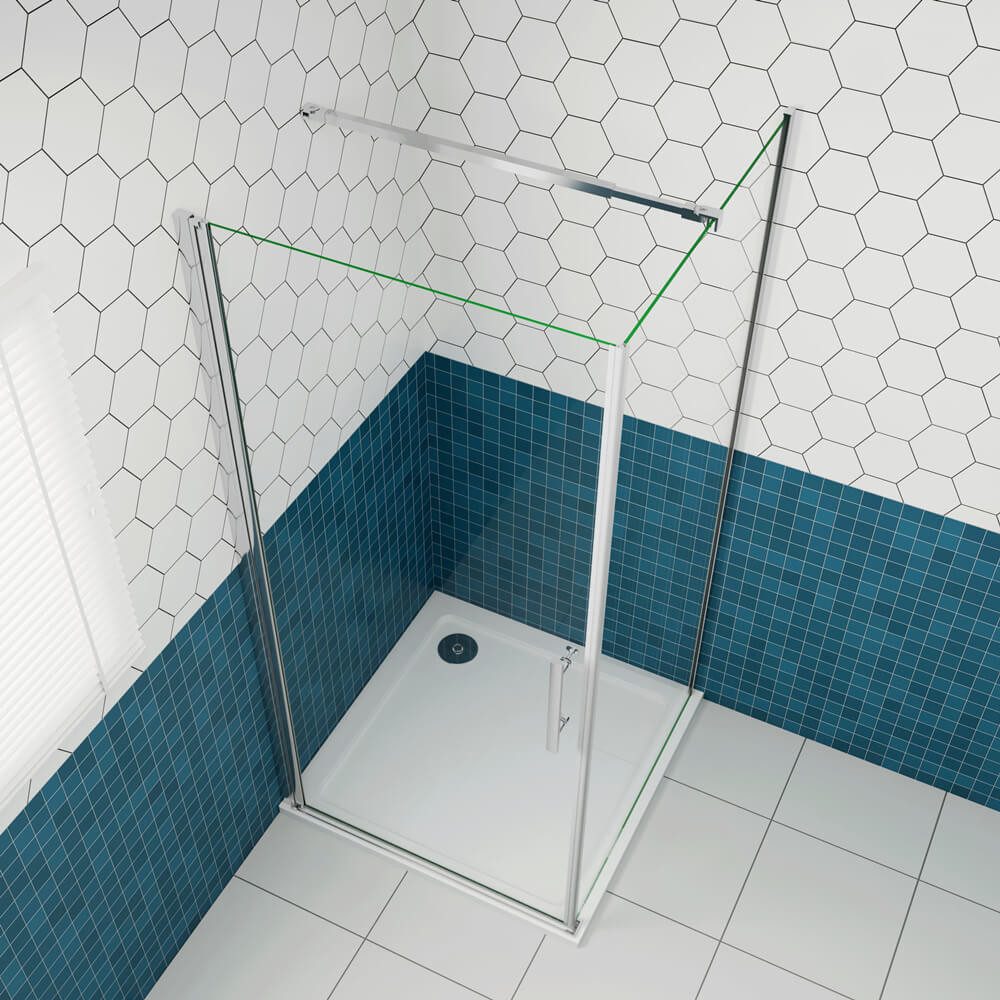 duschspa Eckdusche 185cm klares Nano Glas Drehtür mit Seitenwand Eckeinstieg Duschkabine, BxT: 70x70 cm, Glas, Nano Glas, Set, ebenerdiger Einbau möglich