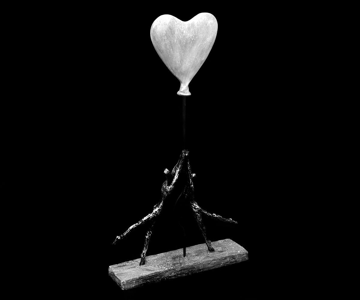 Brillibrum Liebe Figur Herzluftballon Dekofigur Dekofigur Bronze Herzballon Herz Kunststein