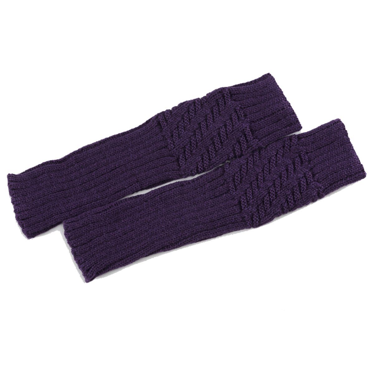 Jormftte Strickhandschuhe Fingerlose Damen Handschuhe,winter warme Ärmel,kurze Strick,für Winter Violett | Strickhandschuhe