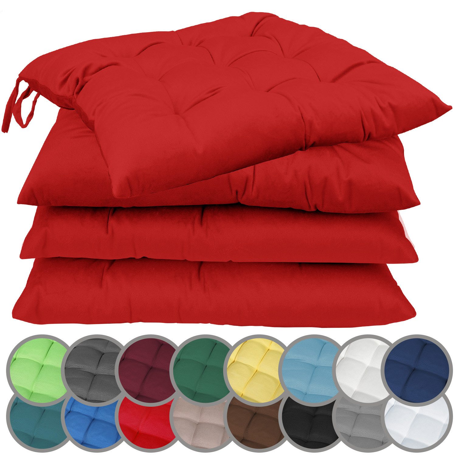 NatureMark Sitzkissen 4er-Set Stuhlkissen 40x40cm mit Bändern, Sitzpolster günstig online kaufen