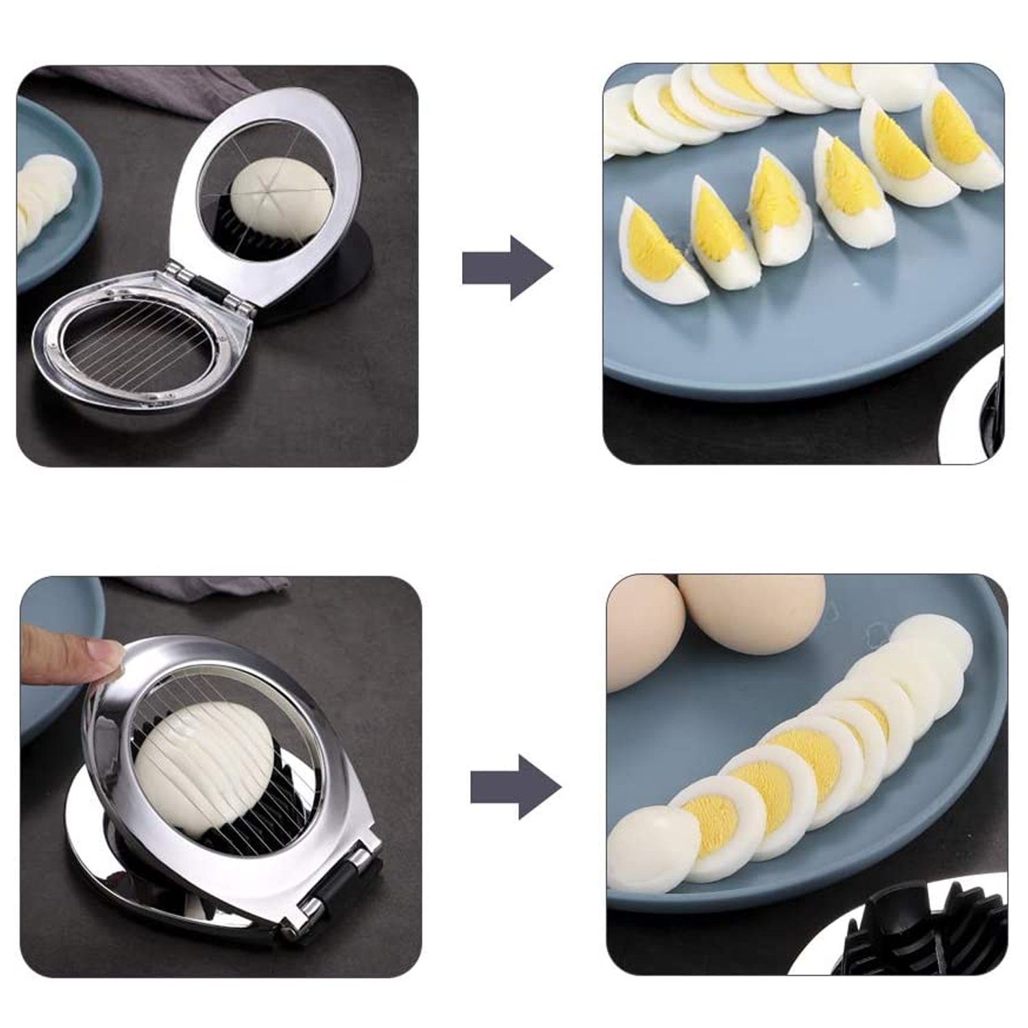 1 Eischneidewerkzeug, Eierschneider zggzerg aus Edelstahl, Eierschneider 2 Eierschneider in