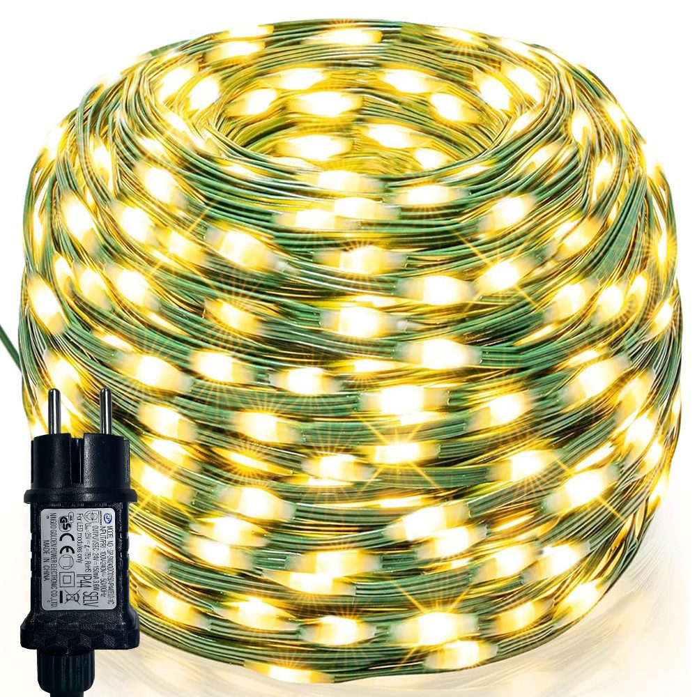 Lichterkette LED Dekolicht Grüne Draht,10M/20M/30M/50M/100M Lichtervorhang,8 Modi