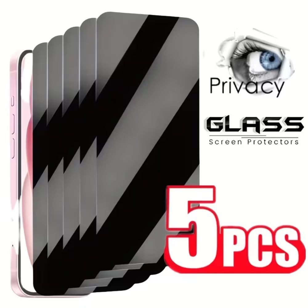 LIVINO Sichtschutzfolie 5x Privacy Panzerglas iPhone 17 Pro Max Sichtschutz Schutzfolie, (5er Panzerglas Set, Displayschutz Zubehör Set), Privacy Sichtschutz, 9H gehärtetes Glas, blasenfreie Installation