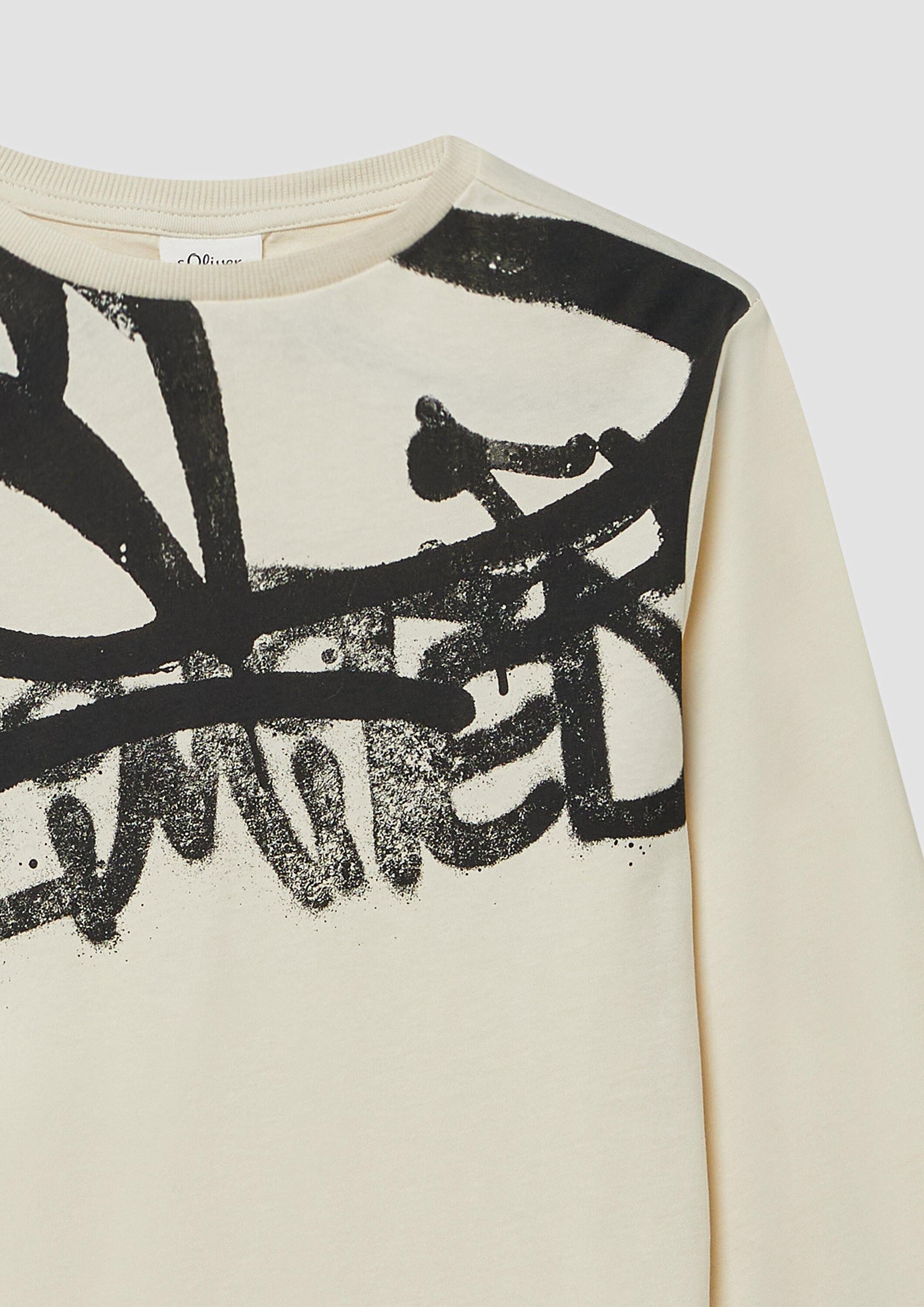 s.Oliver Langarmshirt T-Shirt Longsleeve mit Graffiti-Print