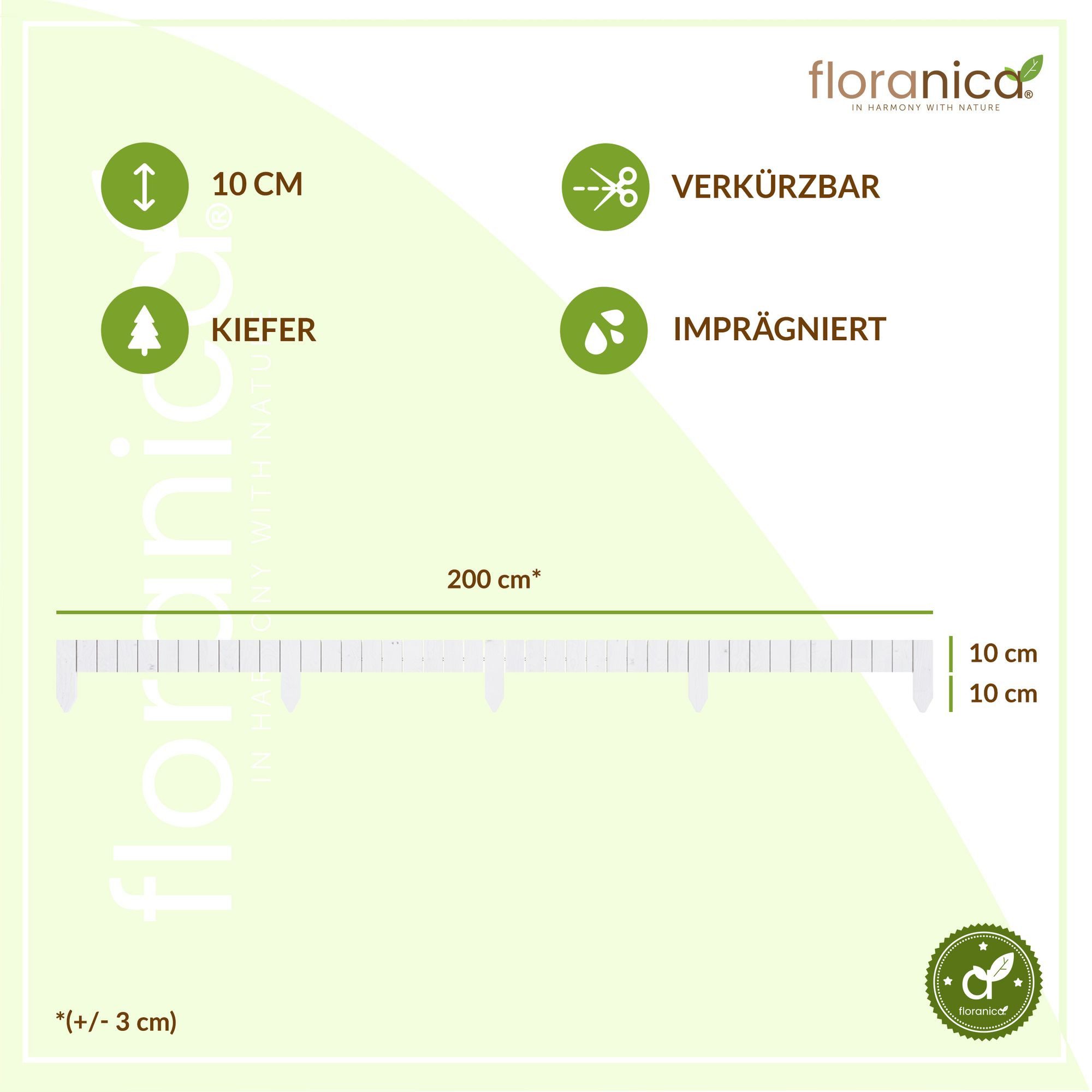 Thumbnail - Floranica Palisade Beeteinfassung Flexibler Rollborder Rasenkante Beetumrandung Palisade, LxH: 200x10 cm, Weiß, für Blum...