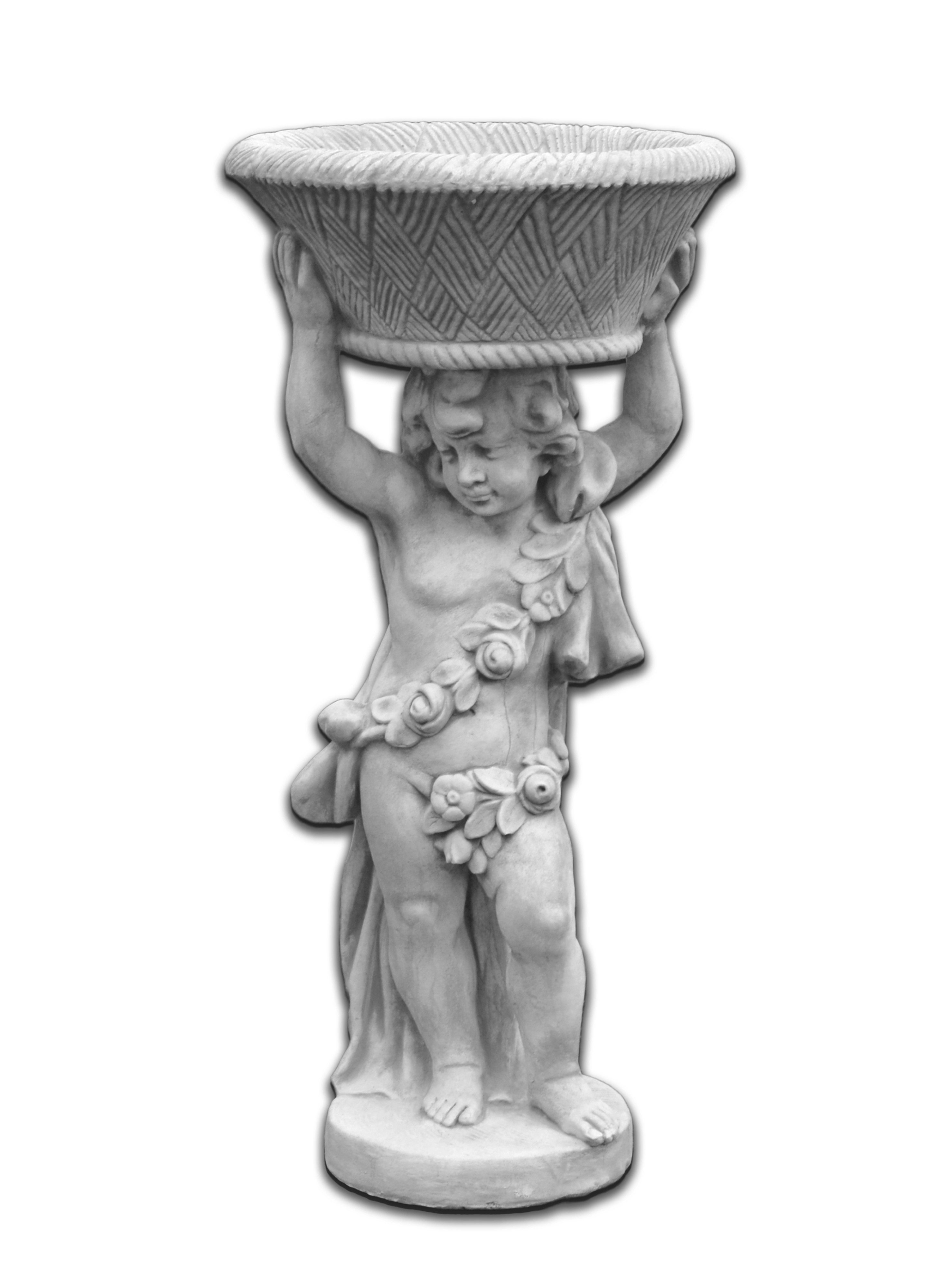 gartendekoparadies.de Pflanzschale Junge Steinfigur mit Pflanzgefäß 13 Liter 107 cm 97 kg, Frostsicher
