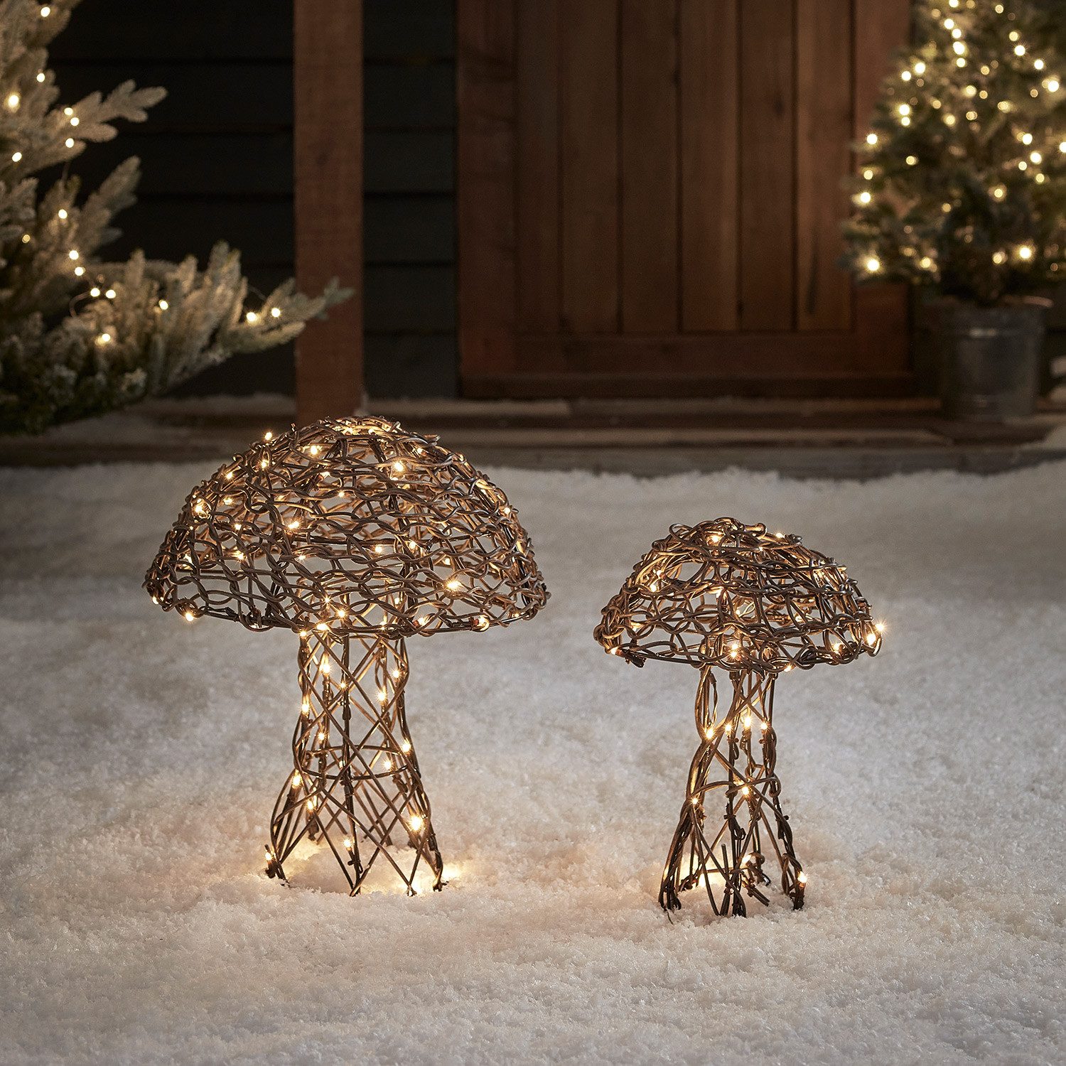 Lights4fun LED Dekofigur LED Pilz Deko aus Rattan, LED fest integriert – Bild 3 von 3
