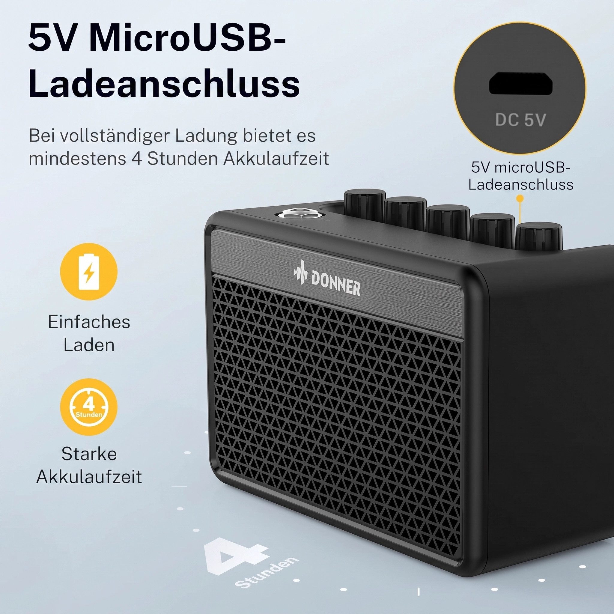 Donner E-Gitarre E-Gitarrenverstärker 5W Wiederaufladbar Tragbarer DA-10