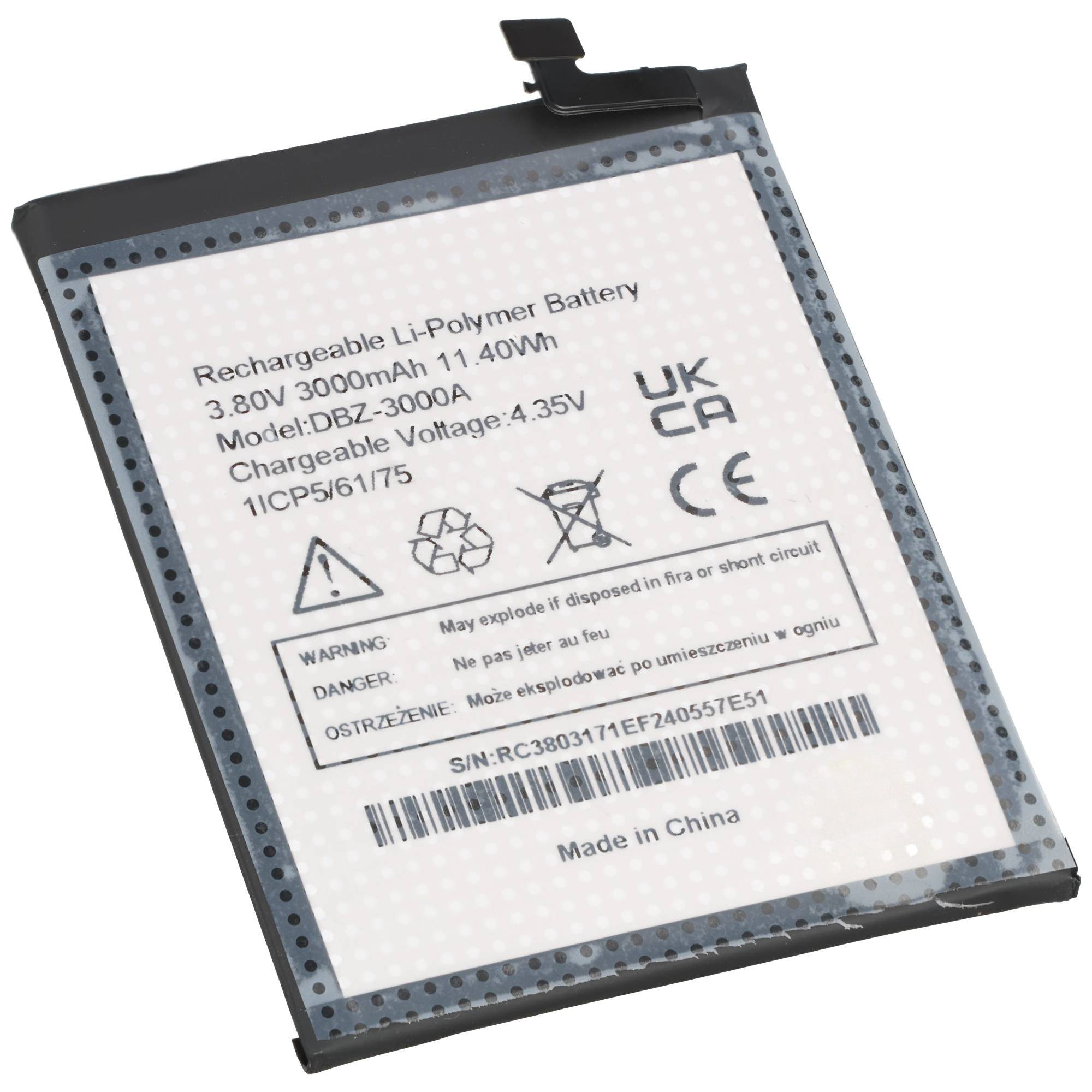 AccuCell Akku passend für Doro 8100, DSB-0400, Li-Polymer, 3,8V, 3000mAh, 11,4 Akku 3000 mAh (3,8 V)