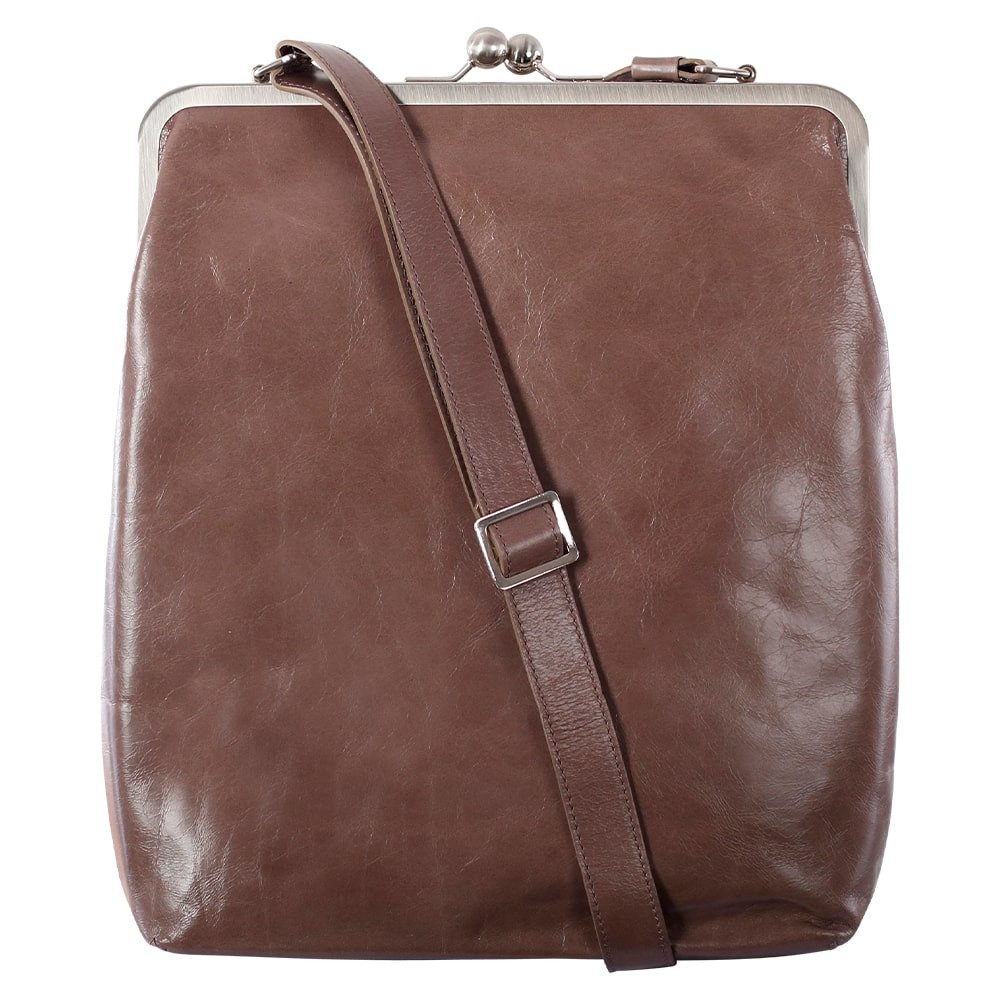 VOLKER LANG Schultertasche EFFI  Elegante Damen Bügeltasche aus italienischem Leder