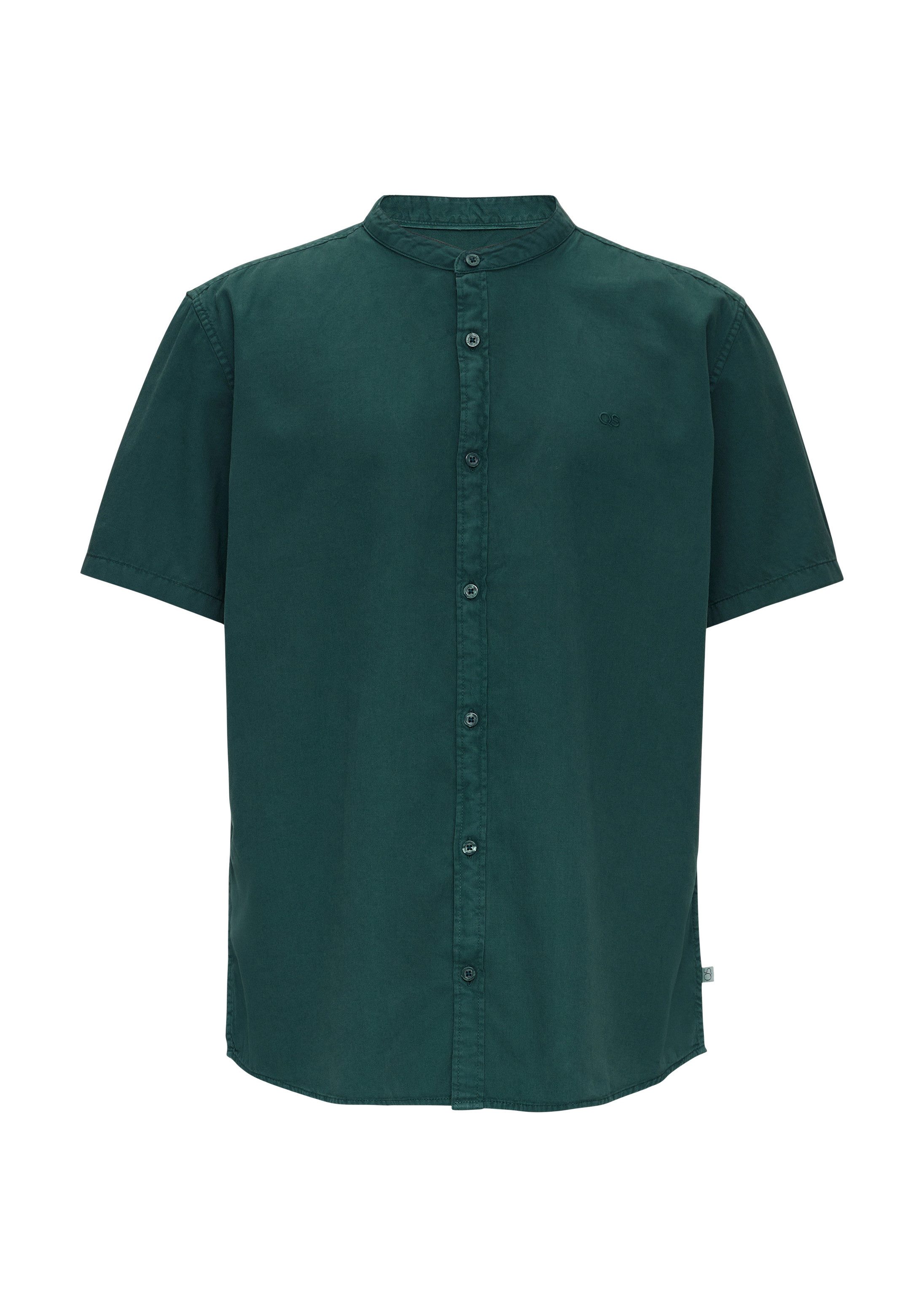 QS Kurzarmhemd Hemd Hemd mit Stehkragen und Garment Dye