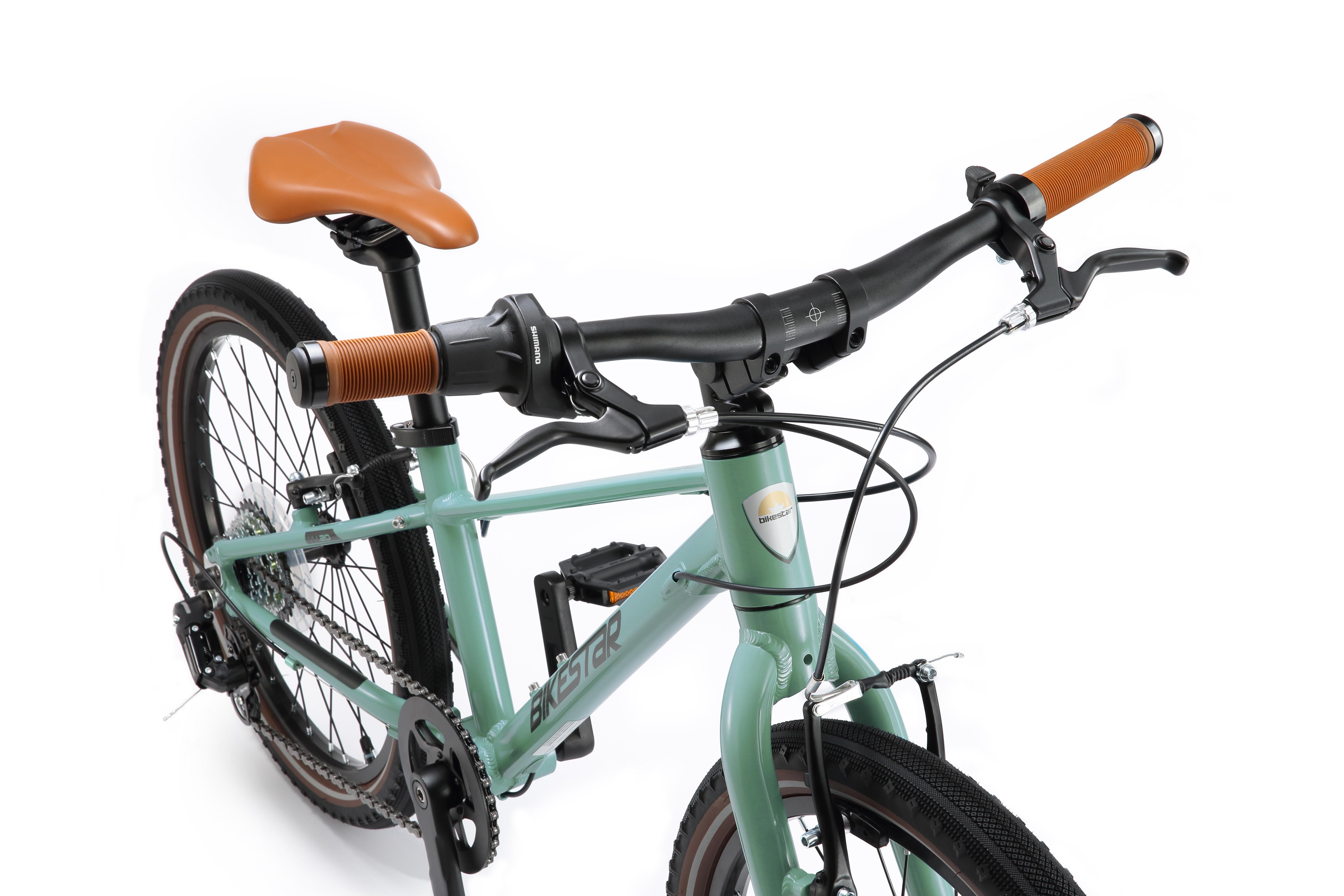 Bikestar Kinderfahrrad Leichtgewicht 8 kg 20 Zoll Aluminium ab 6 Jahre, 7 Gang Shimano RD-M2005 Schaltwerk, Kettenschaltung, Reflektierende Reifen, leichtes Treten, ergonomischer Rahmen