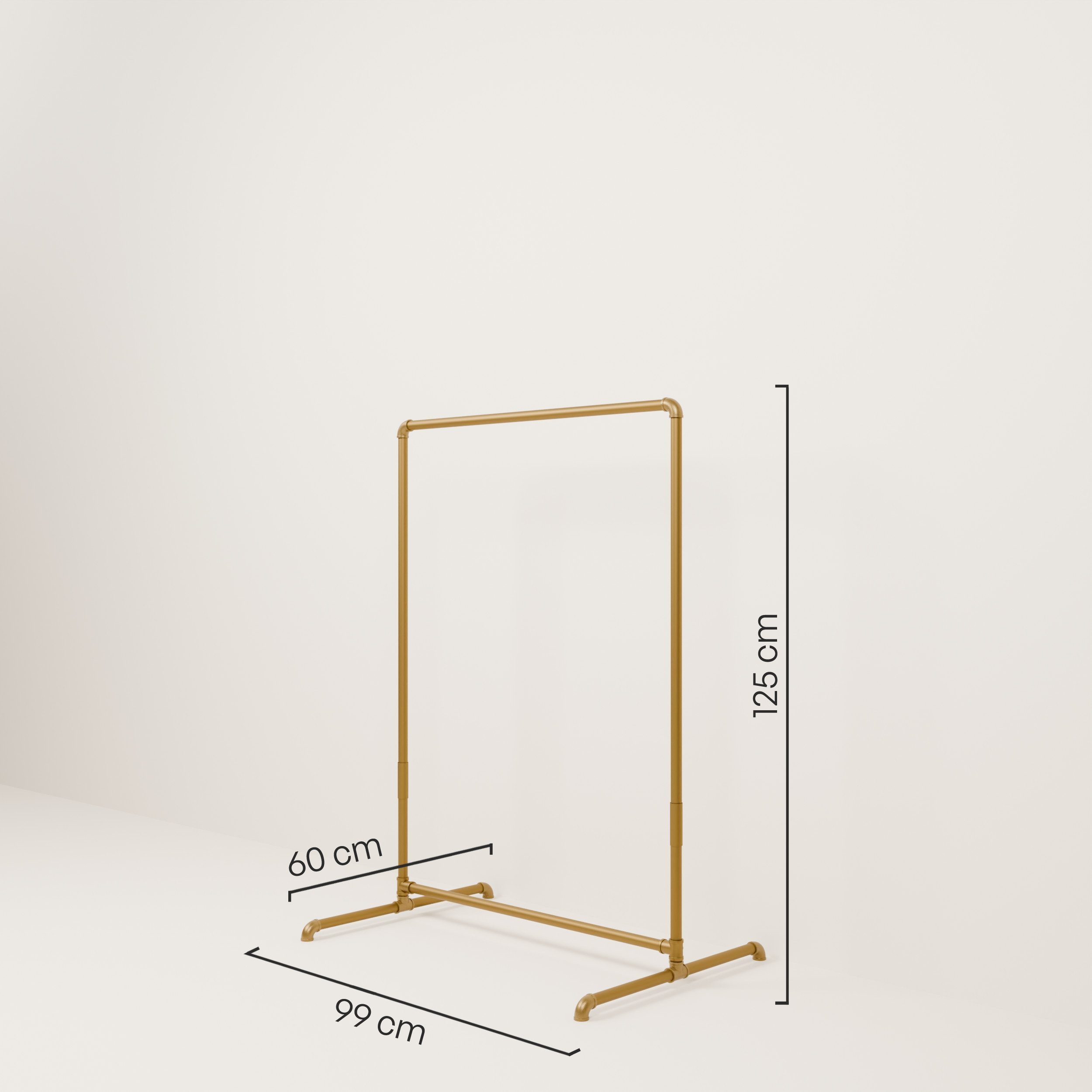 pamo. design Kleiderständer Kleiderständer LAS gold - freistehende Garderobe, kratzfeste & platzsparende Kleiderstange, stabil, einfache Montage – Bild 2 von 5