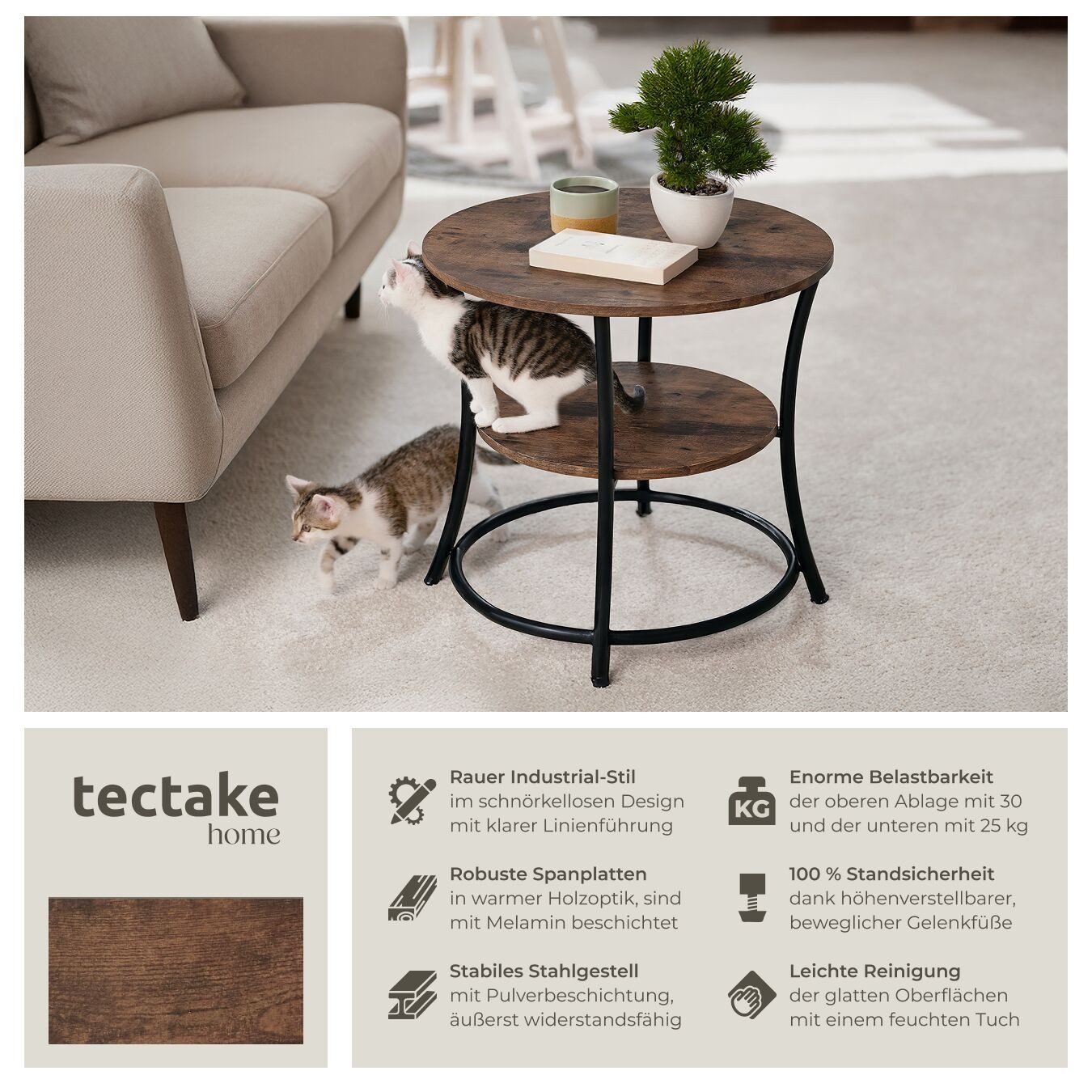 tectake Beistelltisch Saint Louis (1-St., 1 tlg), Geschwungener Beistelltis günstig online kaufen