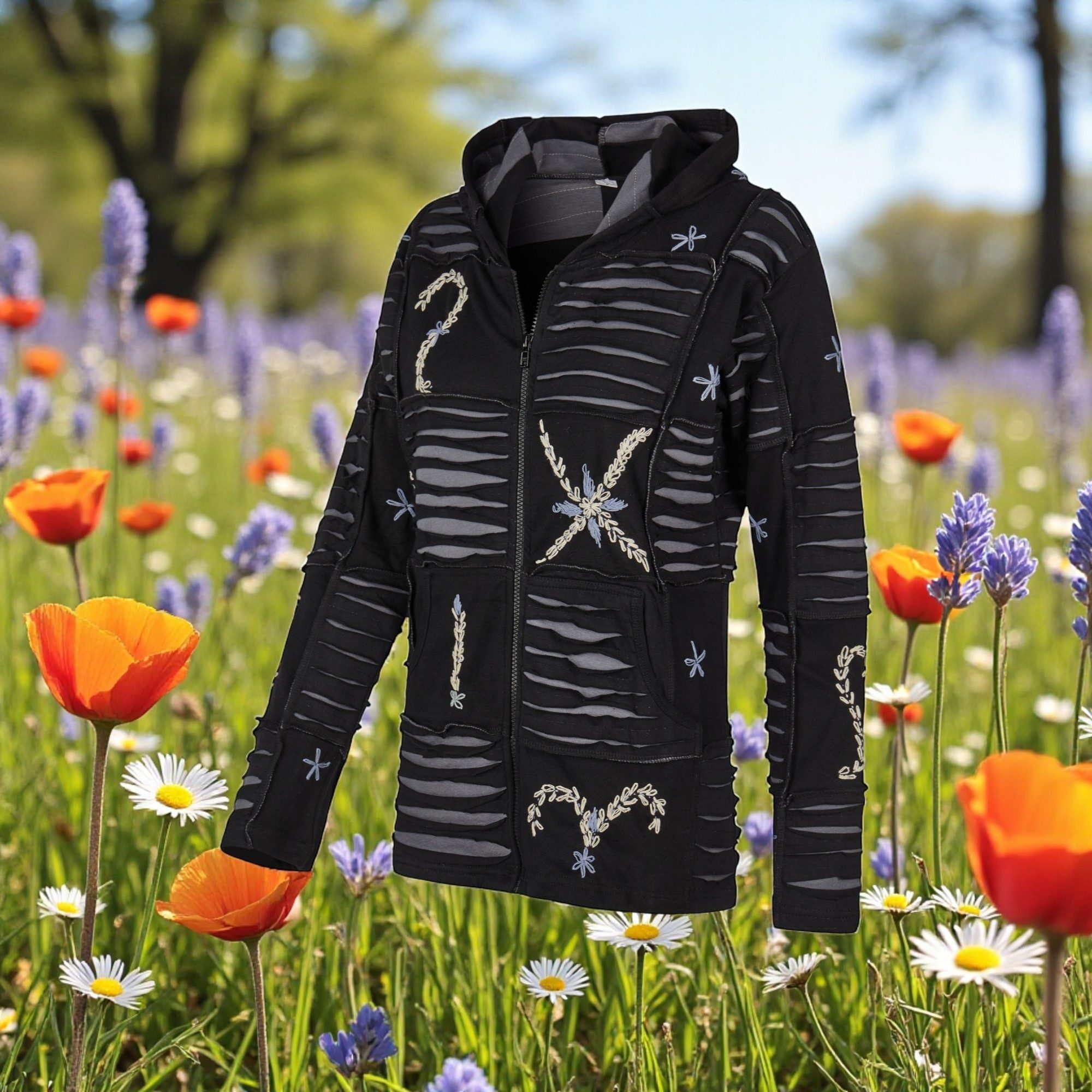 Mein Style Sweatjacke Baumwoll Patch Jacke schwarz (1 Stück, 1-tlg., 1 Stück) kann als Jacke oder Pullover getragen werden – Bild 5 von 5