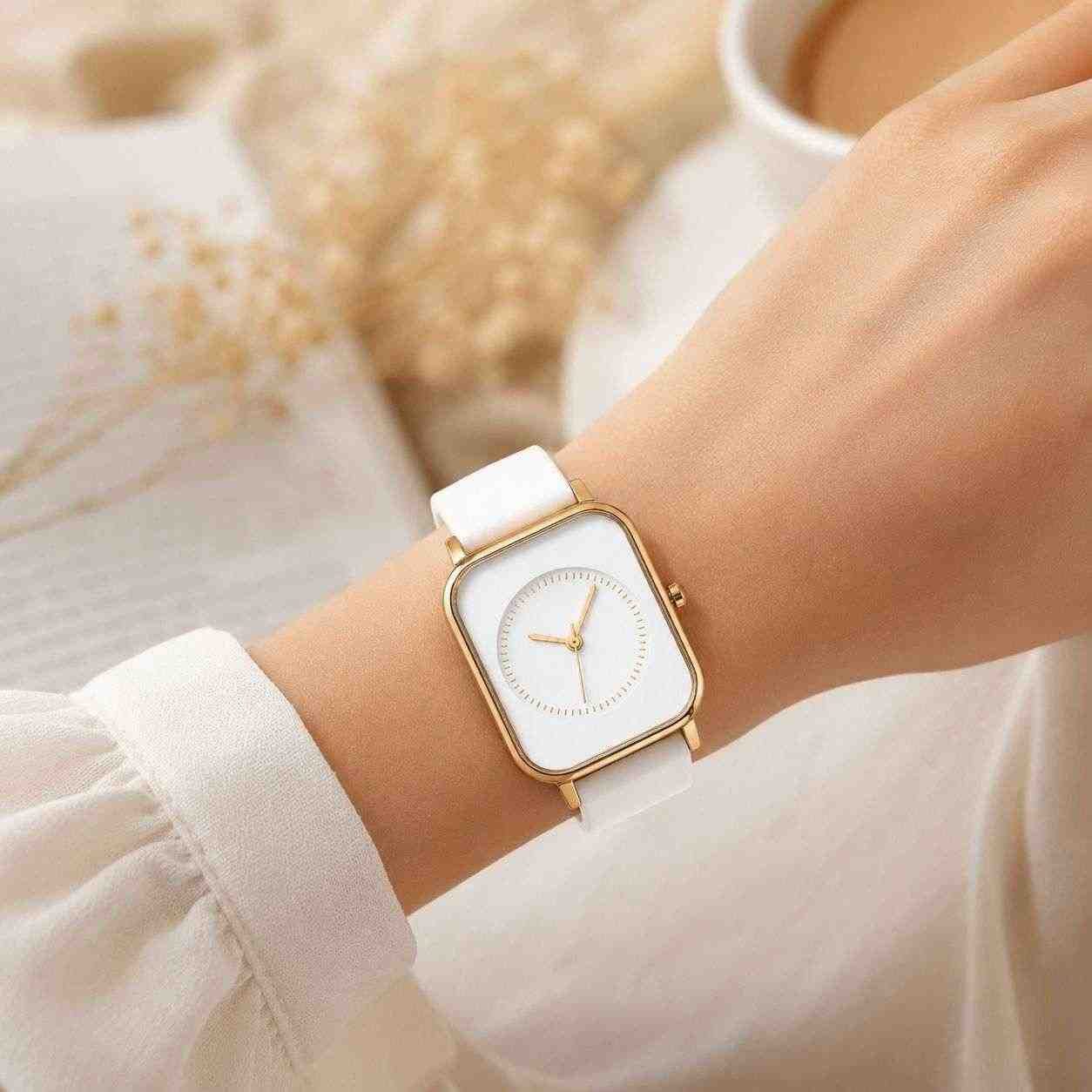 Taffstyle Quarzuhr Damenuhr Rechteckige Armbanduhr Quarzuhr Silikonarmband Elegant, (Minimalistisches Zifferblatt mit weichem Armband für Alltag und Büro)