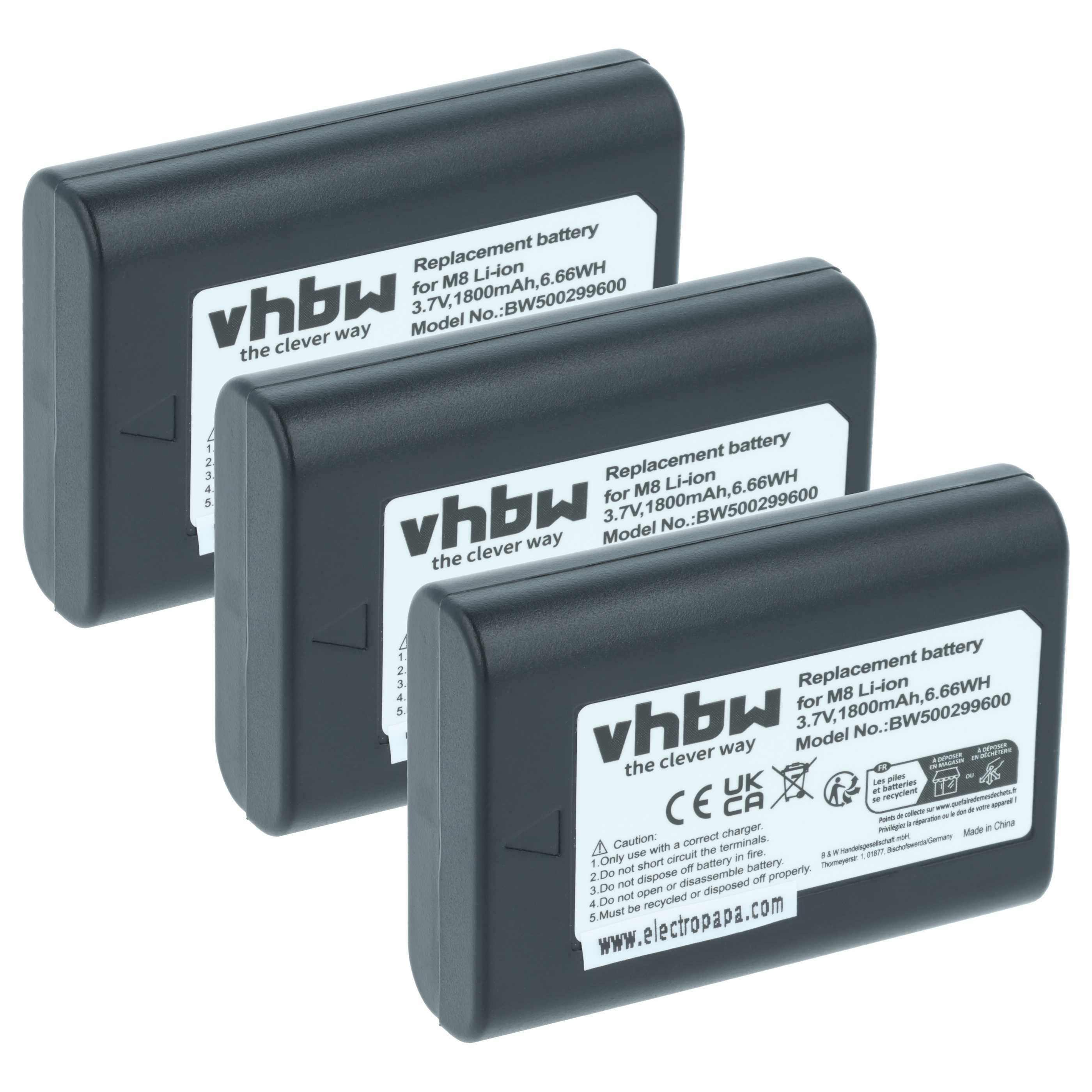 vhbw Akku Ersatz für Leica BLI-312, 14464, BP-SCL1 für Foto / Kompaktkamera Kamera-Akku Akku Li-Ion 1800 mAh (3,7 V, 3 St), Leistungsfähige Austausch-Akkus für Digitalkamera, Spiegelreflexkamera