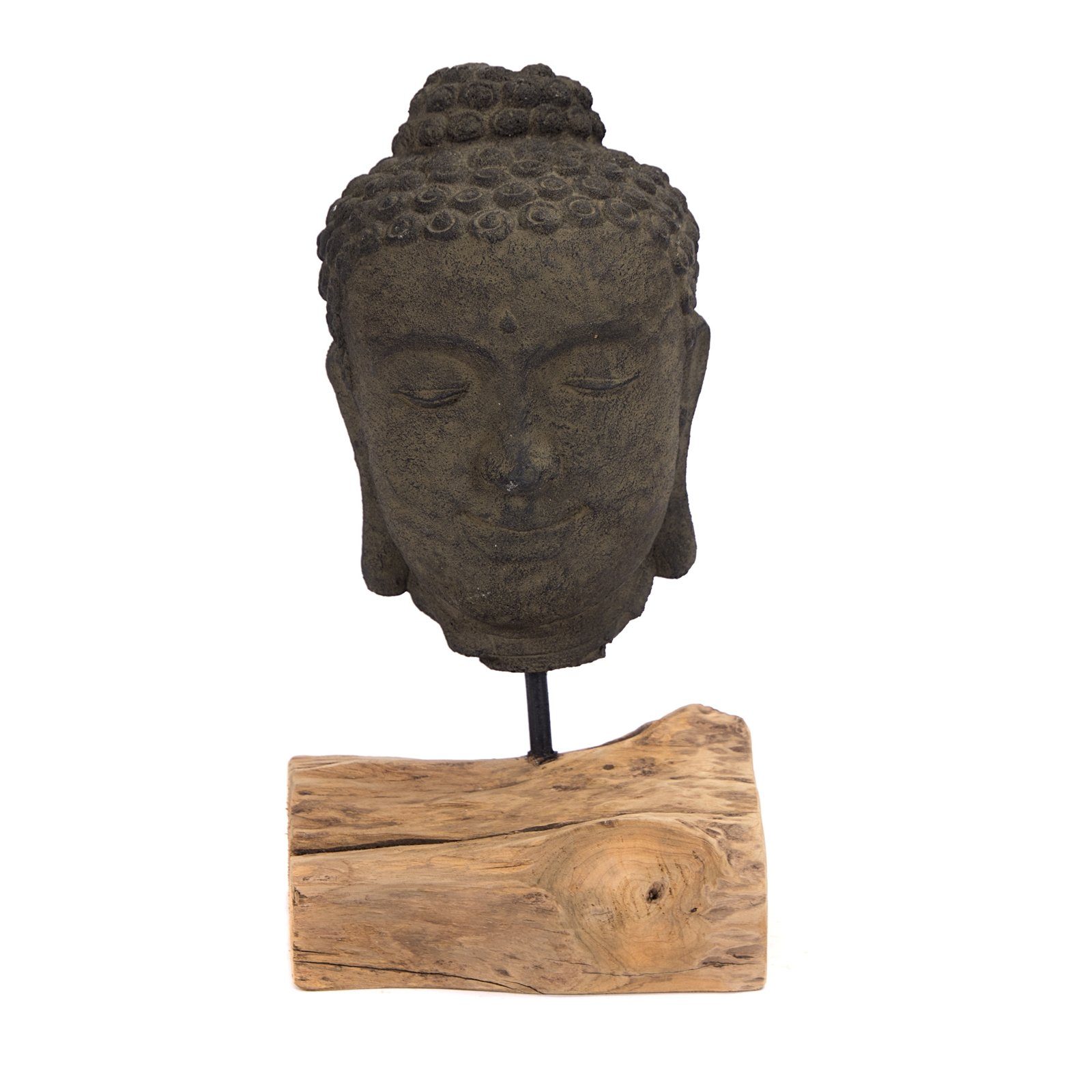 Deko SKULPTUR 45 cm, CREEDWOOD Buddha-Kopf, Objekt Skulptur Beton, Buddha "BUDDHA",