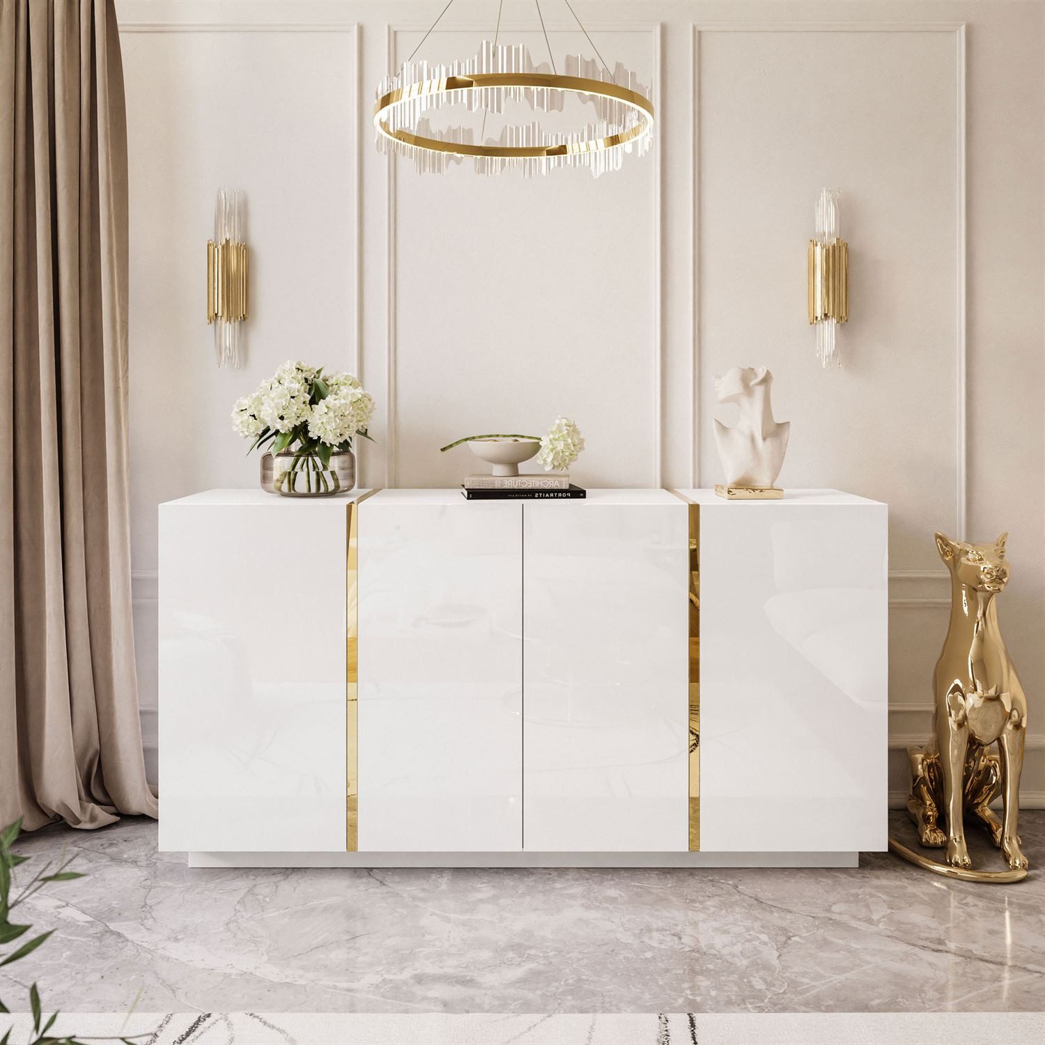 Lookway Kommode ONYX 4D Luxus-Kommode mit Hochglanz für das Wohnzimmer