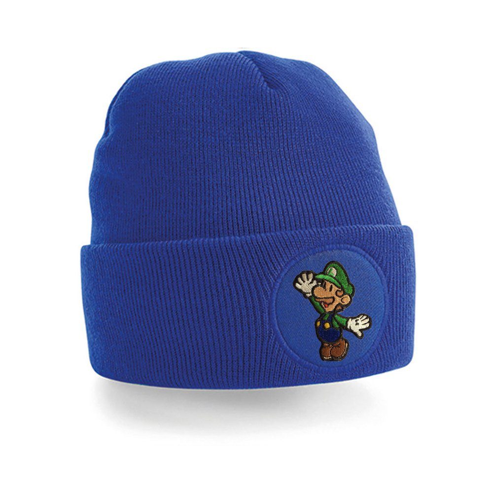 Blondie & Brownie Beanie Unisex Erwachsenen Mütze Luigi Stick Patch Klempner Super Nintendo Royalblau