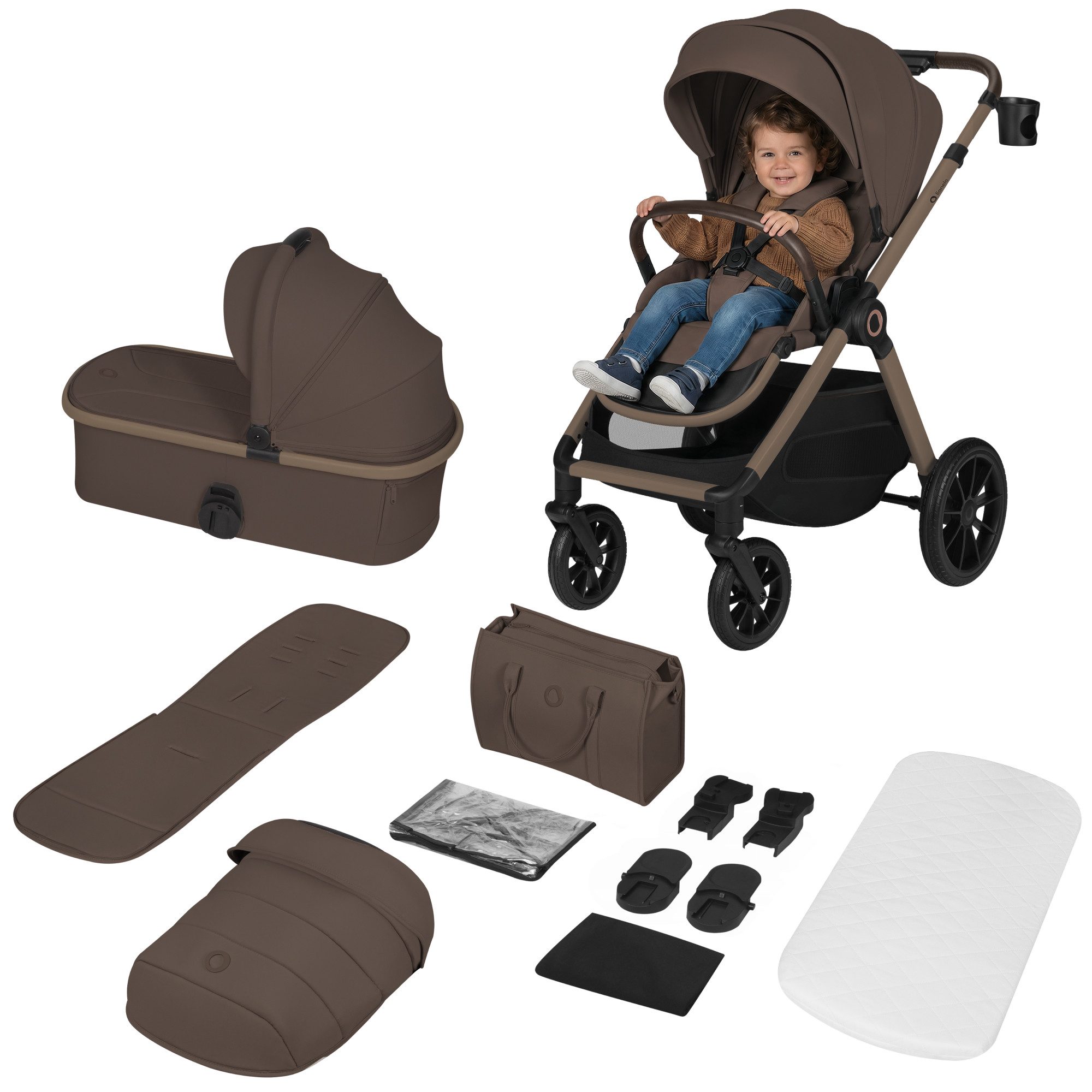 lionelo Kombi-Kinderwagen LAYLA 2IN1, (Set), 3D-Panoramabelüftung/ XXL-Sitz/ komfortable Federung