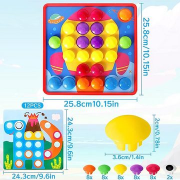 XDeer Lernspielzeug Lernspielzeug Mosaik Steckspiel Kindermotorik-Spielzeug (62-St), 12 Karten und 50 Steckperlen für Kinder ab 2 Jahre