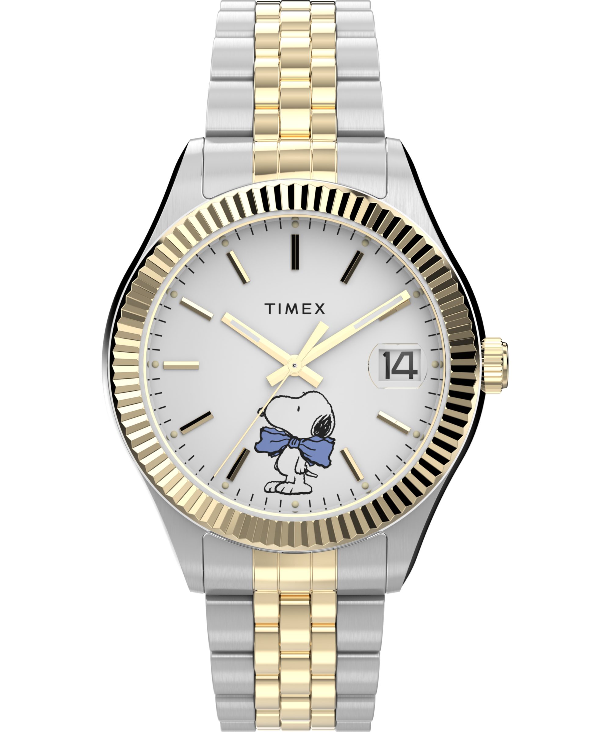Timex Quarzuhr TMEX x PEANUTS TIMEX LEGACY TW2Y11100AJ, Armbanduhr, Damenuhr, Edelstahlarmband, Datum, Leuchtzeiger