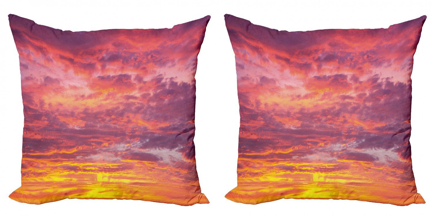 Doppelseitiger Stück), (2 Modern Kissenbezüge Digitaldruck, Abakuhaus Sunset Accent bewölktes Himmel Wetter
