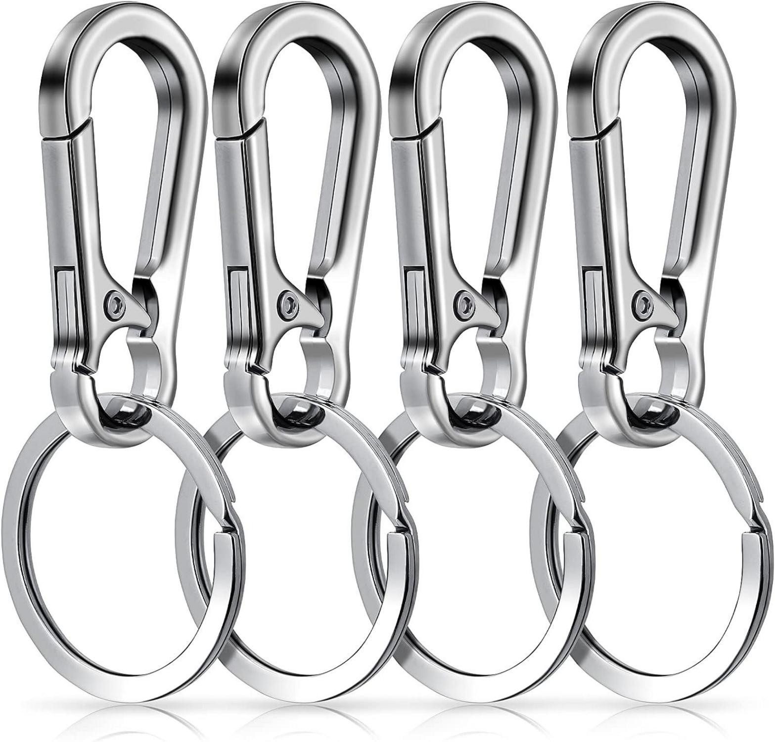 Hängedekoration Metall-Schlüsselanhänger Karabiner Clip Organizer 4er Pack silber