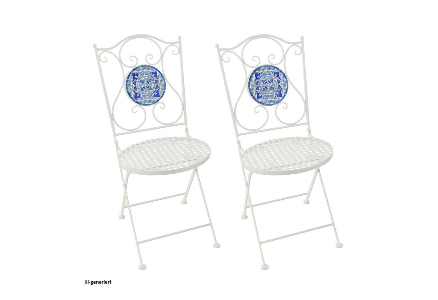 HTI-Living Gartenstuhl Gartenstuhl 2er-Set Metall Creme Santorin (Set, 2 St)