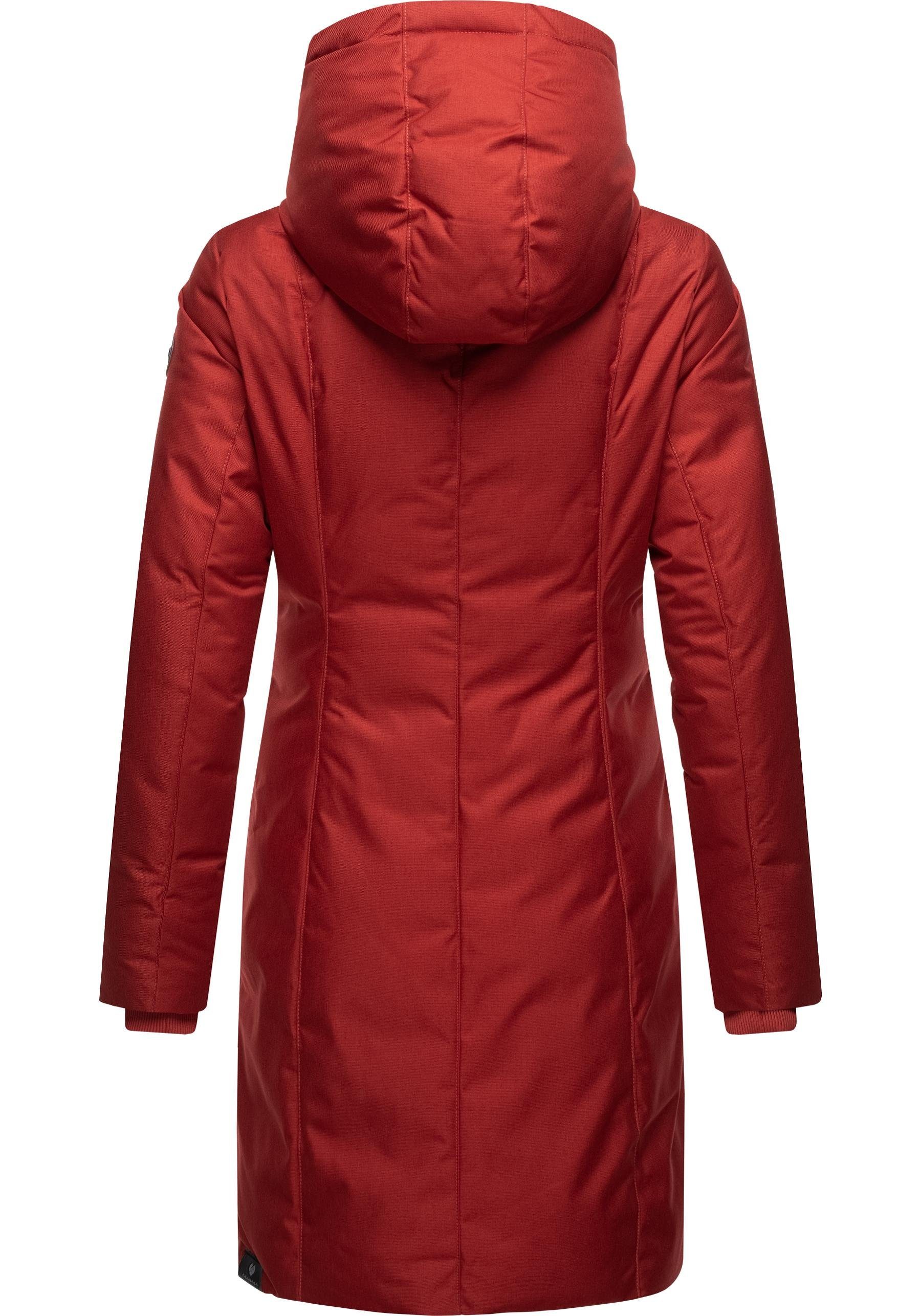 Winterparka stylischer mit Kapuze Wintermantel großer rot Ragwear Amarri