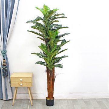 Kunstpalme Palmenbaum Kokos Palme Kunstpflanze Künstliche Pflanze Echtholz 180 cm, Decovego