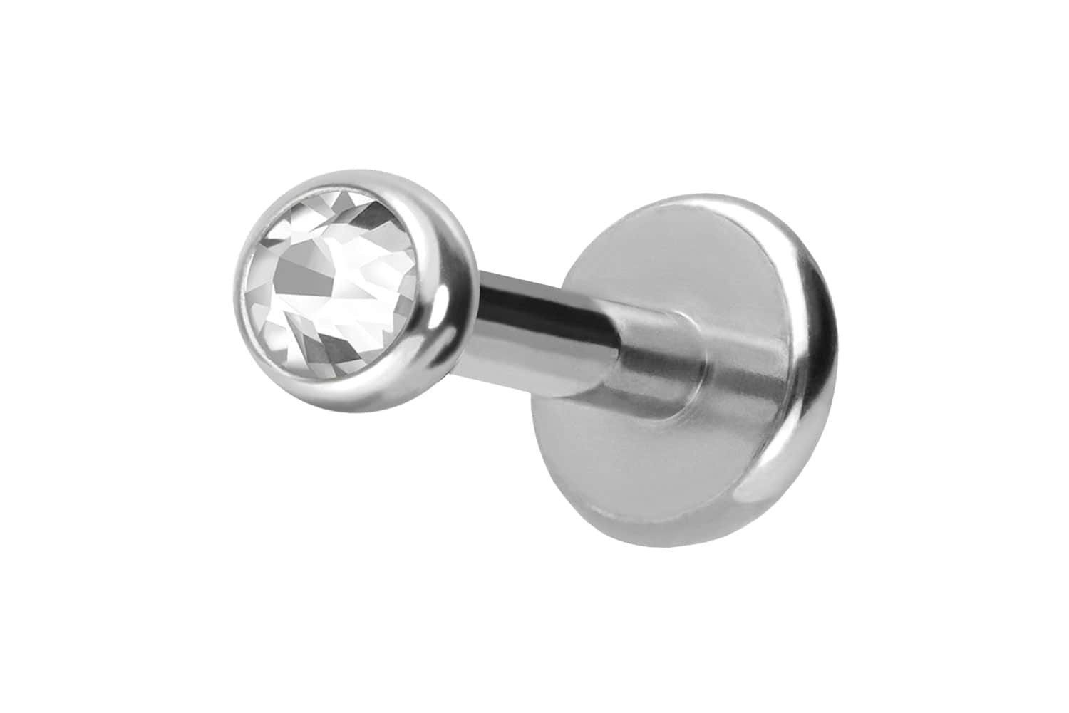 PIERCINGLINE Piercing-Set Titan Labret mit Push Fit KRISTALL (Labrets, 1-tlg)