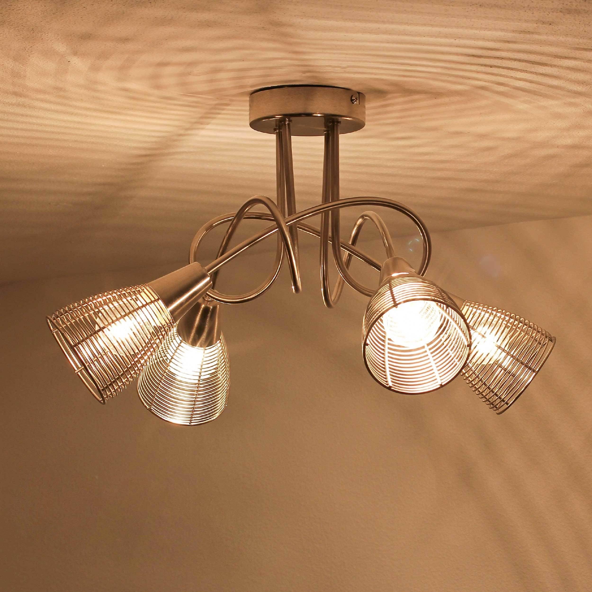 Esszimmer Licht-Erlebnisse VERONICA, Metall ohne Wohnzimmer Chrom E14 Deckenlampe Leuchtmittel, Deckenleuchte Modern