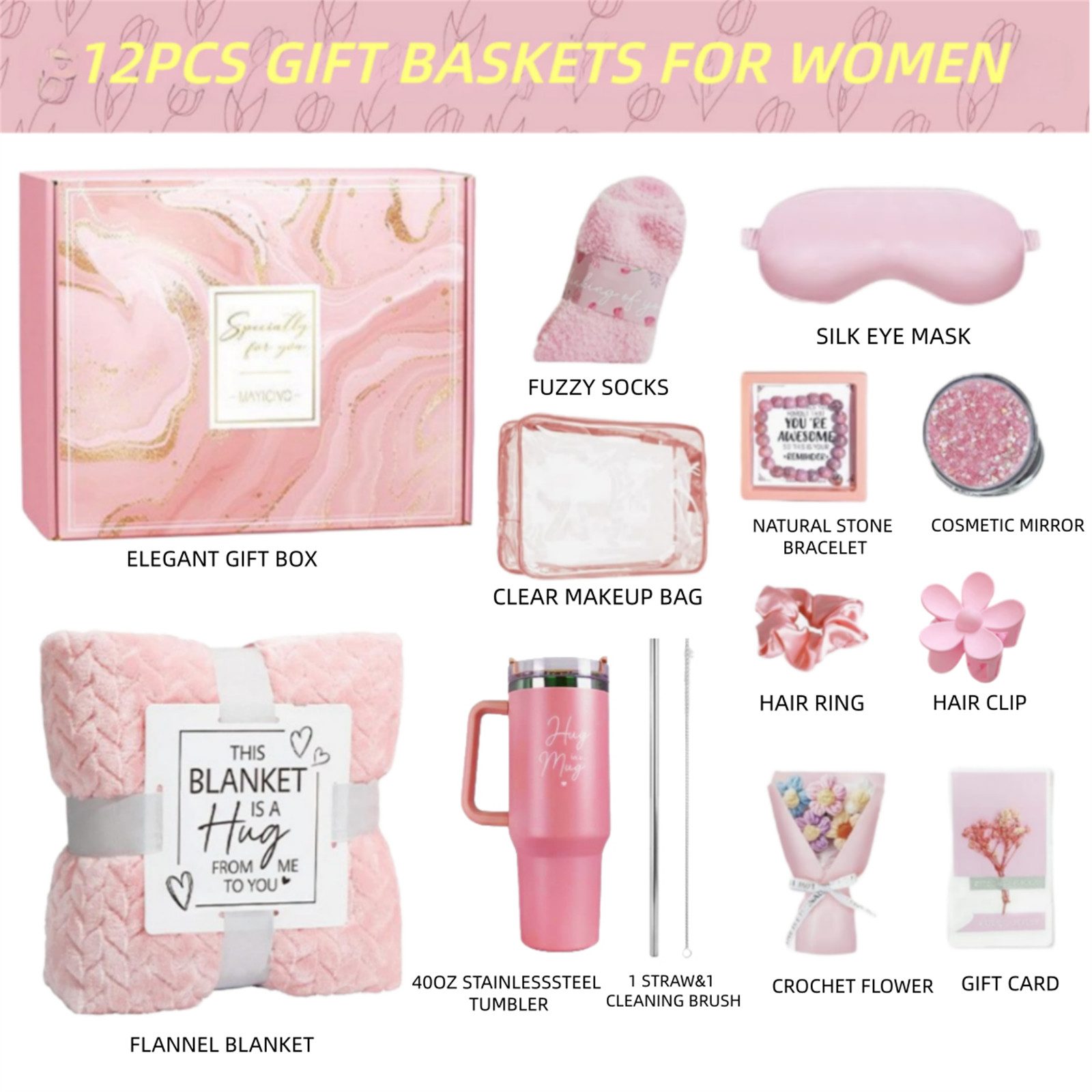 Wohndecke Pflege-Geschenkbox Geburtstagsgeschenke für Frauen 12tlg, HOMELIVE, Geschenke Korb Pflege Paket, Luxus Flannel Decke, Muttertag Geschenk