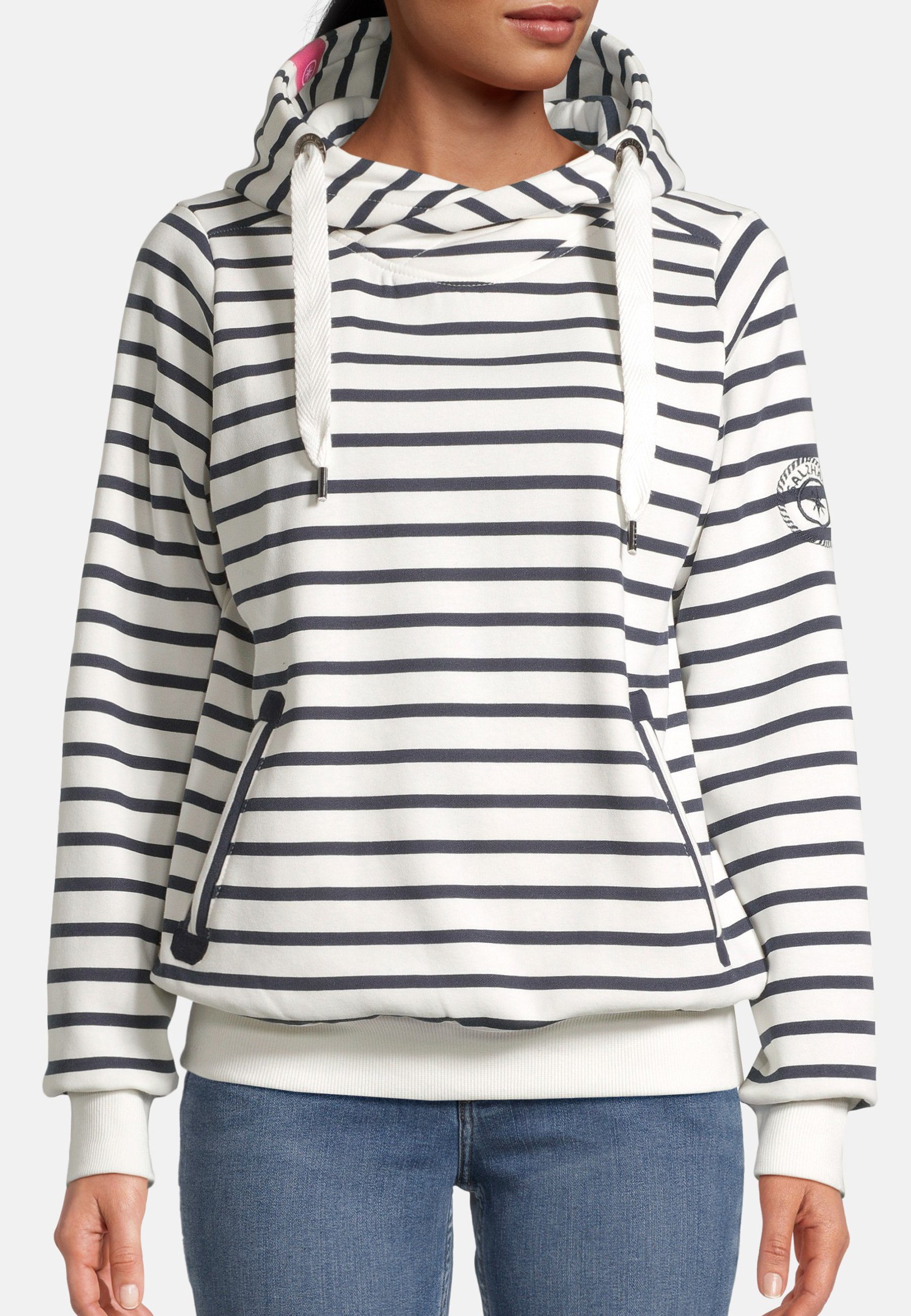 salzhaut Hoodie SÜNN - RINGEL Damen Tailliert Damen Kapuzenpullover– lässig, frisch und nordisch charmant!