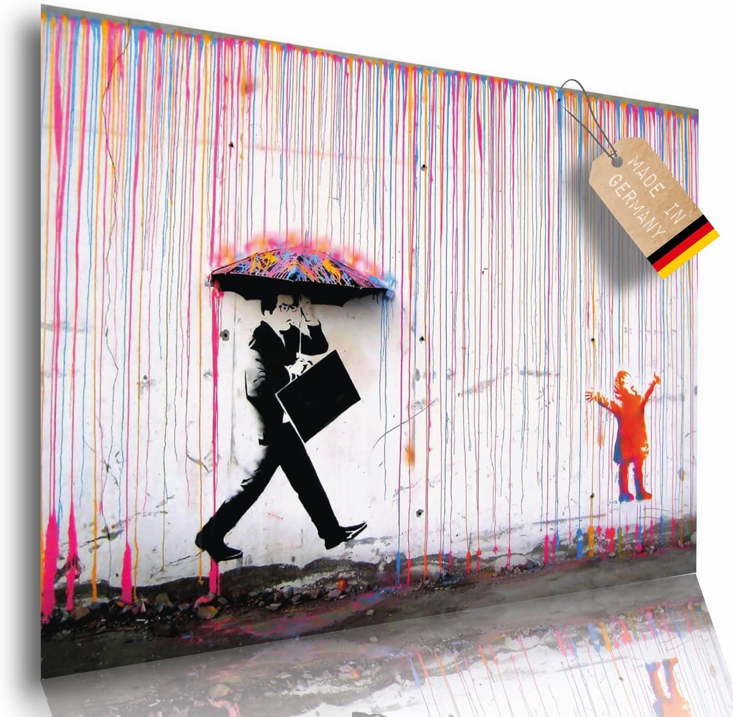 Lineo Poster Kind im Regen Kunstdruck 60x42 cm melancholisch modern
