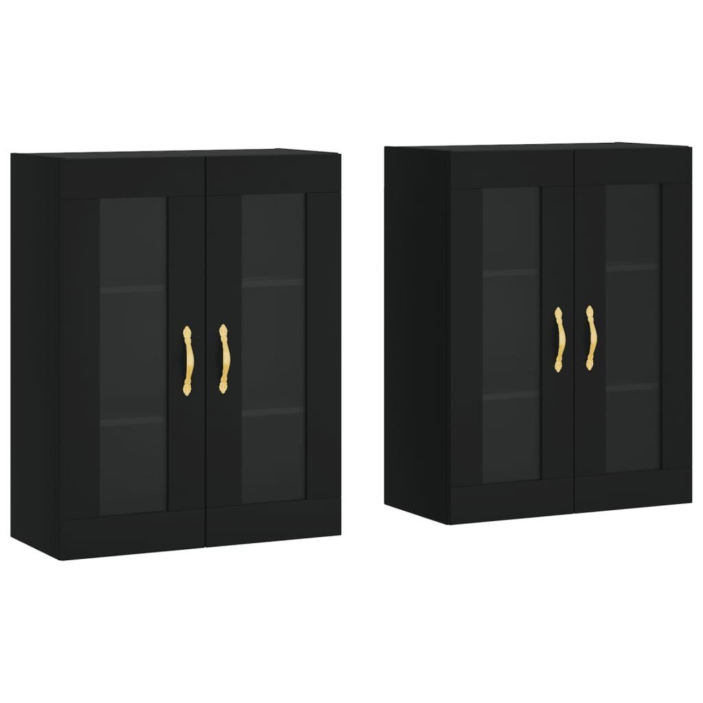 vidaXL Sideboard Wandschränke 2 Stk. Schwarz günstig online kaufen