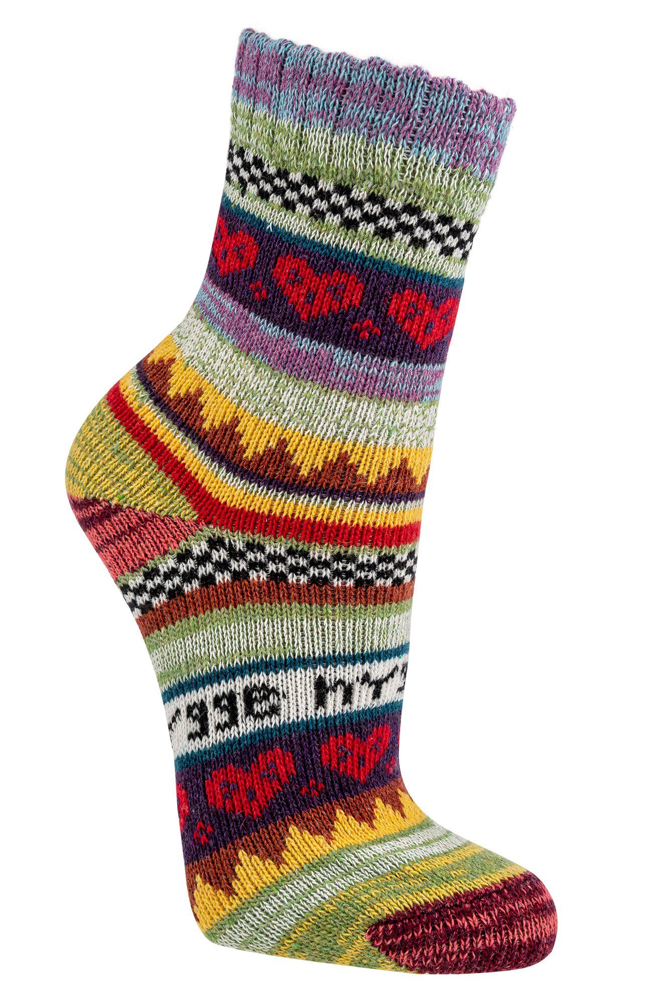 Norweger 4 Socks mit Socken Baumwolle Fun mit Muster Hygge 90% Norwegersocken Bunte schönem