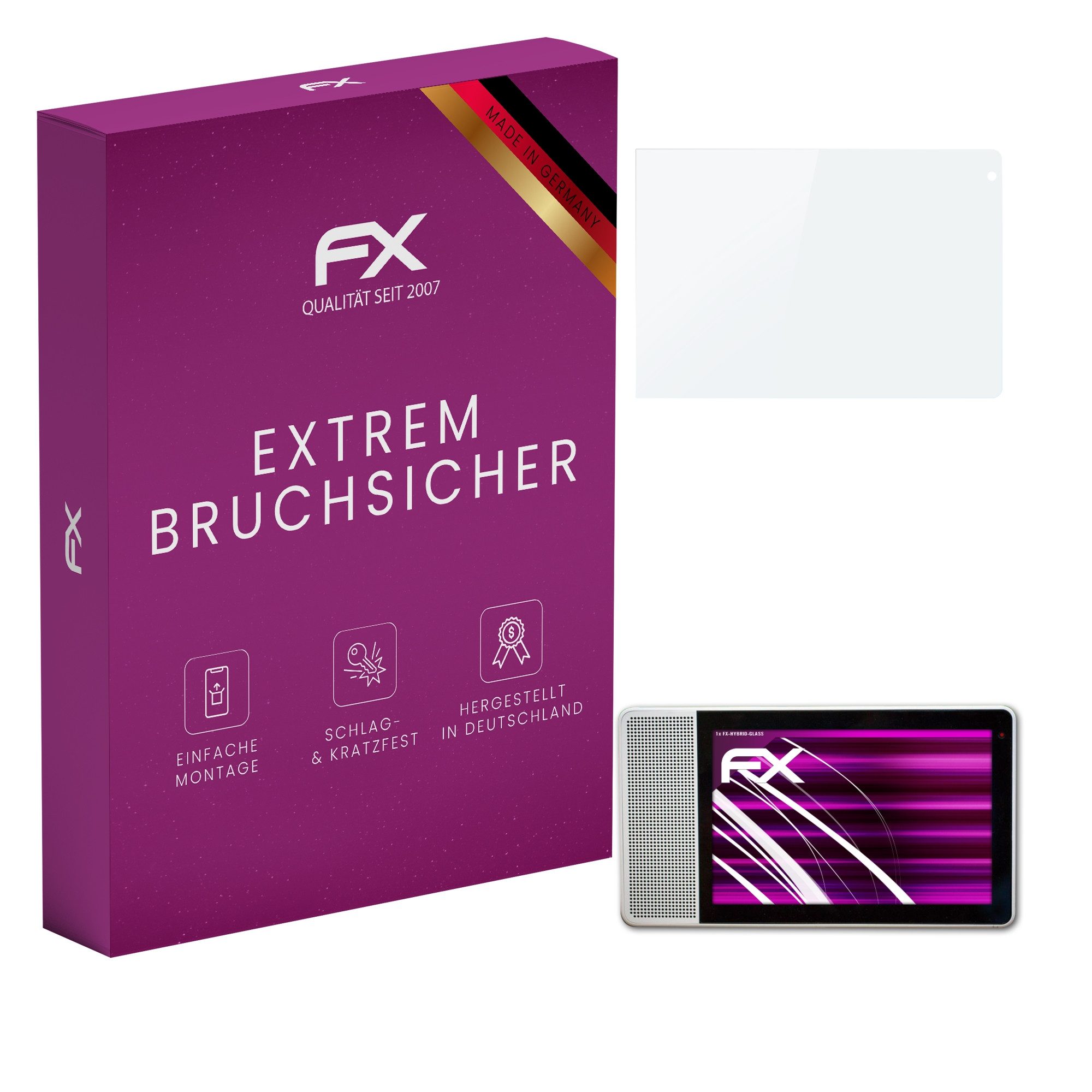 atFoliX Schutzfolie Panzerglasfolie für Lenovo Smart Display 10 inch, Ultradünn und superhart